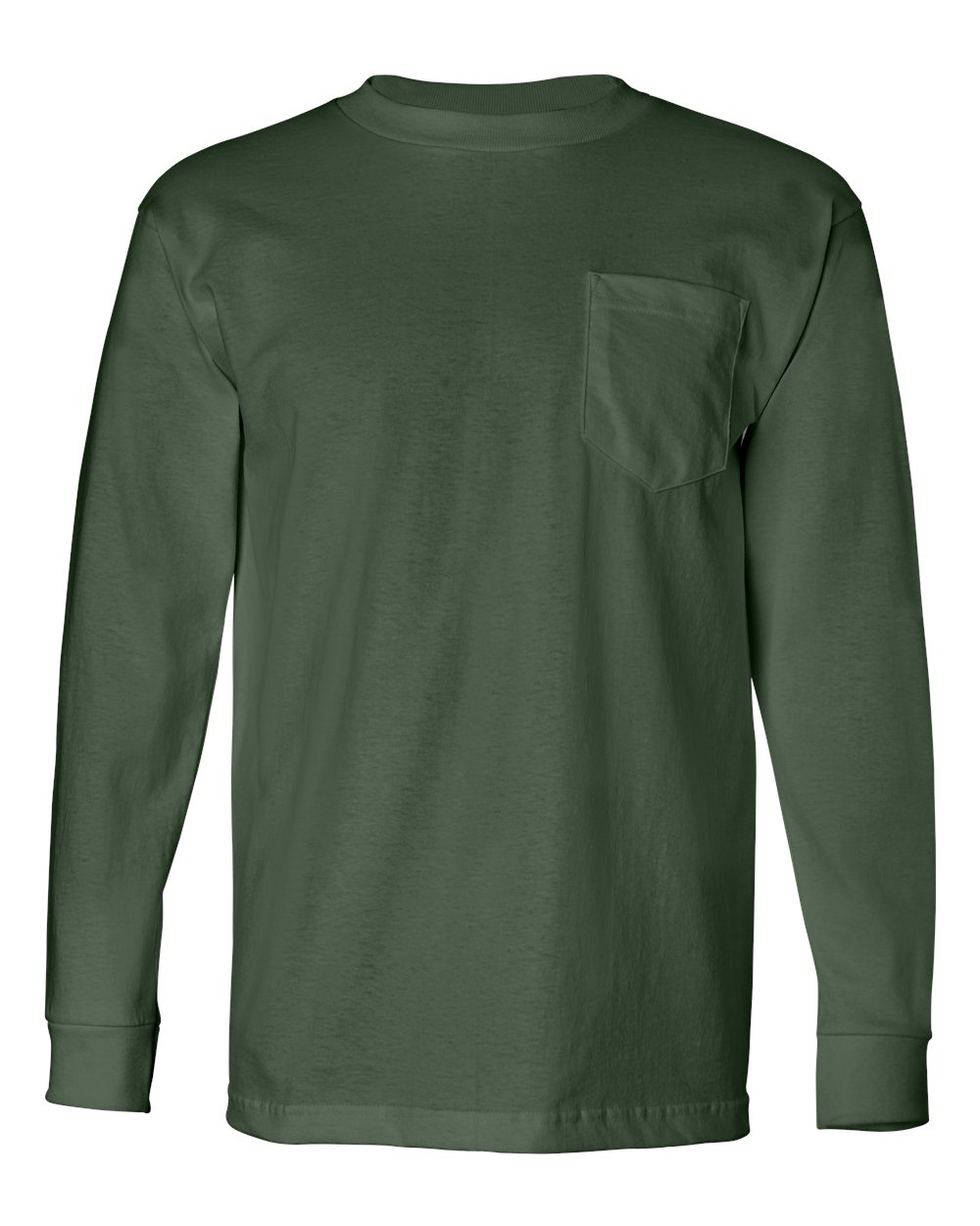 Unisex USA-Made Long Sleeve Pocket T-Shirt - Front - B02179543 - Forest Green