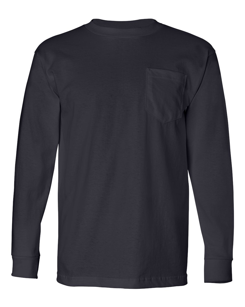 Unisex USA-Made Long Sleeve Pocket T-Shirt - Front - B02179653 - Navy