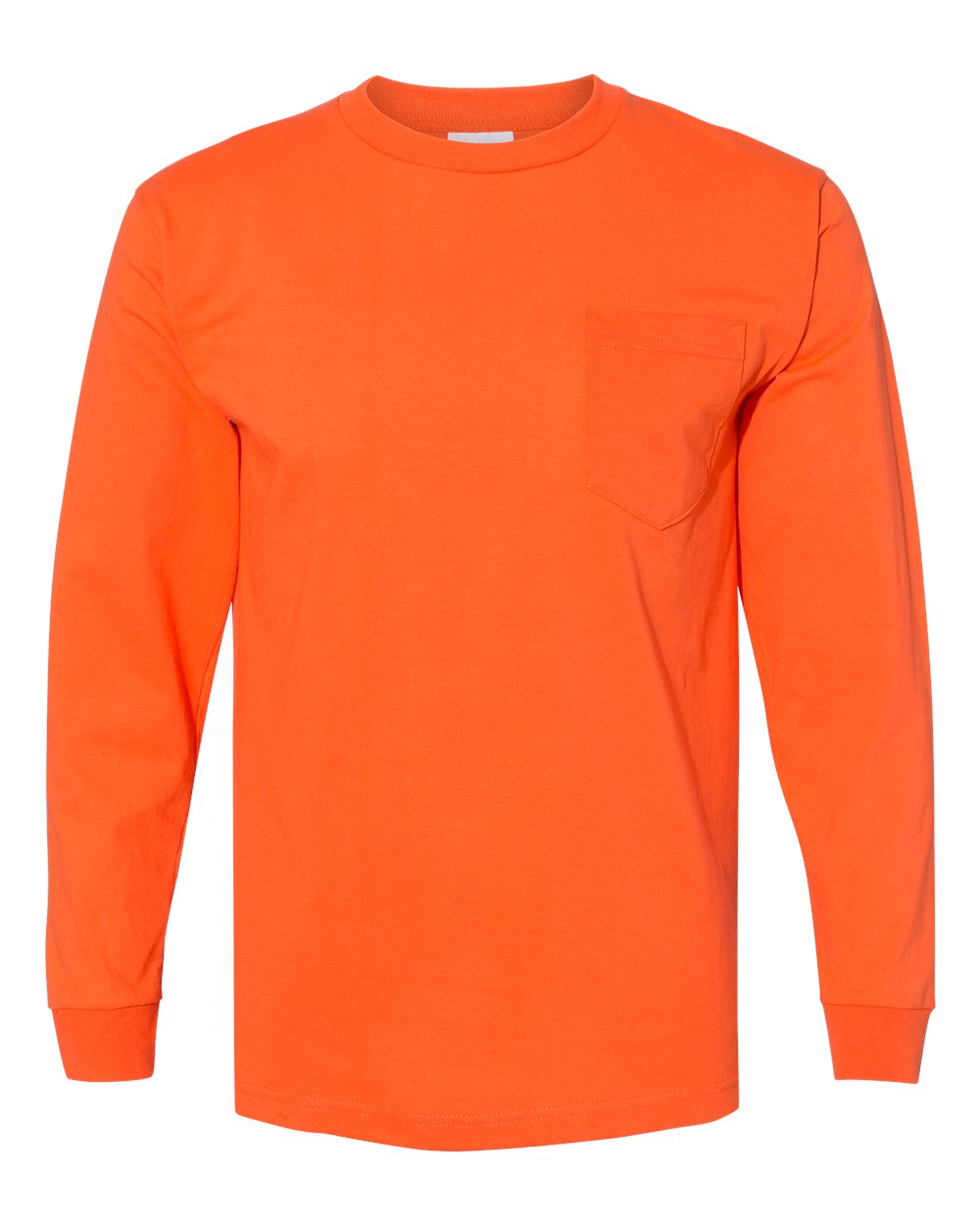 Unisex USA-Made Long Sleeve Pocket T-Shirt - Front - B02179663 - Orange