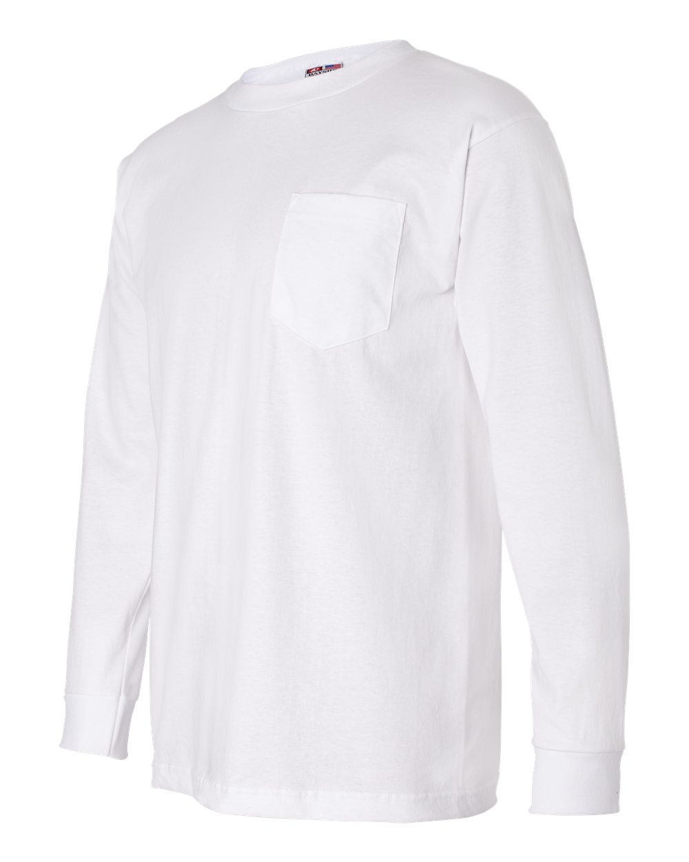 Unisex USA-Made Long Sleeve Pocket T-Shirt - Side - B02179003 - White