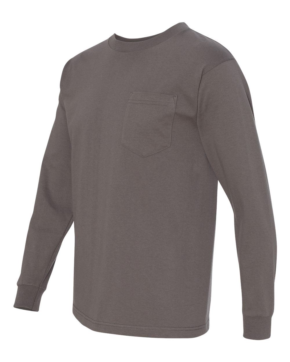Unisex USA-Made Long Sleeve Pocket T-Shirt - Side - B02179093 - Charcoal