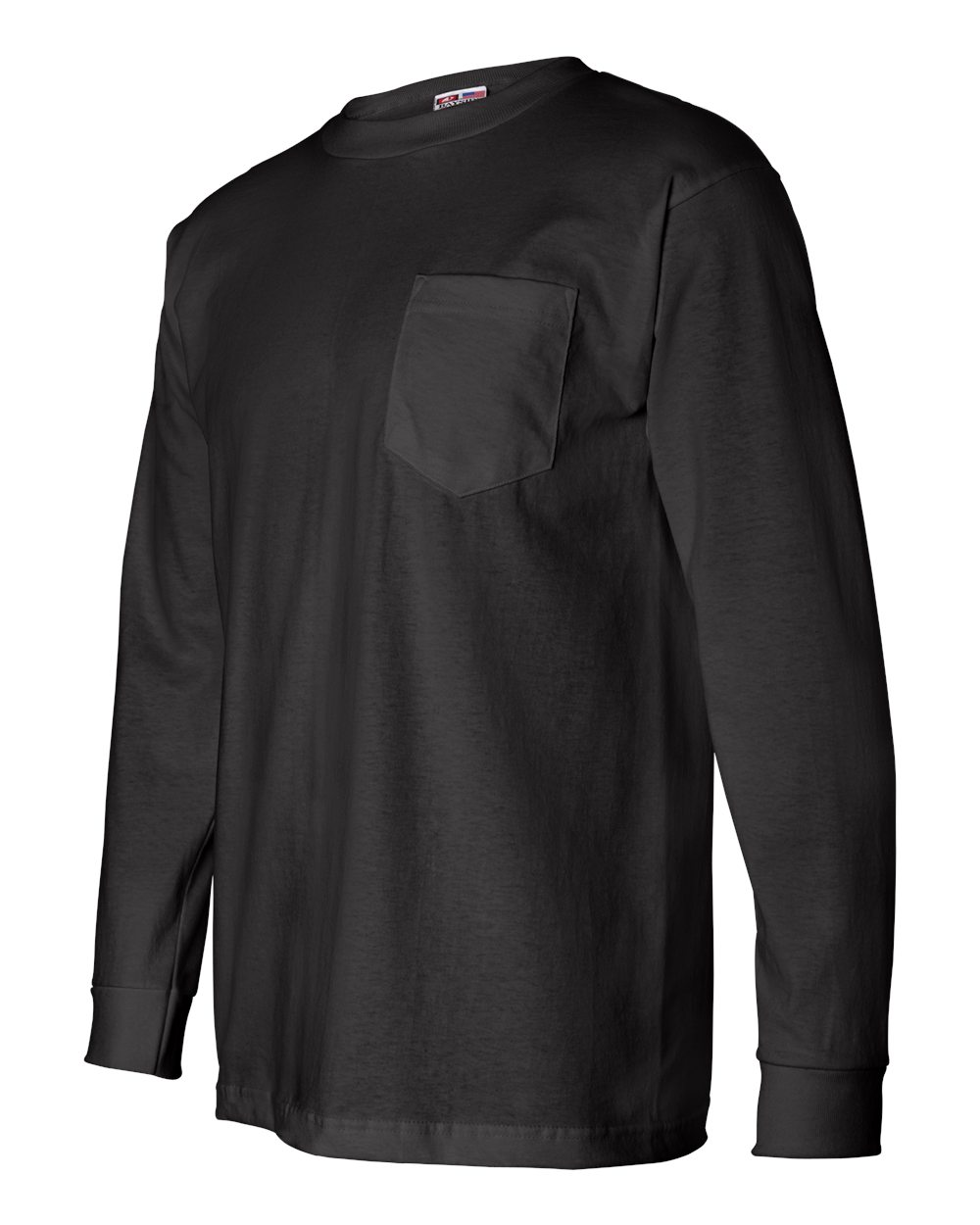 Unisex USA-Made Long Sleeve Pocket T-Shirt - Side - B02179503 - Black