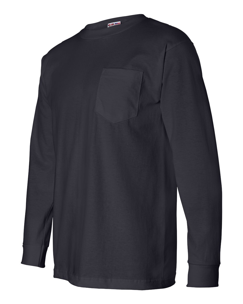 Unisex USA-Made Long Sleeve Pocket T-Shirt - Side - B02179653 - Navy