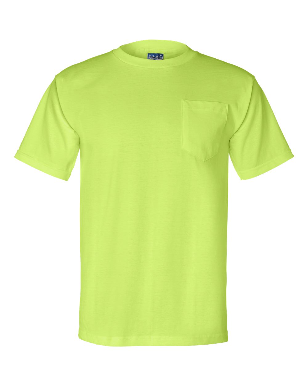 Unisex Union-Made Pocket T-Shirt - Front - B03879173 - Lime Green