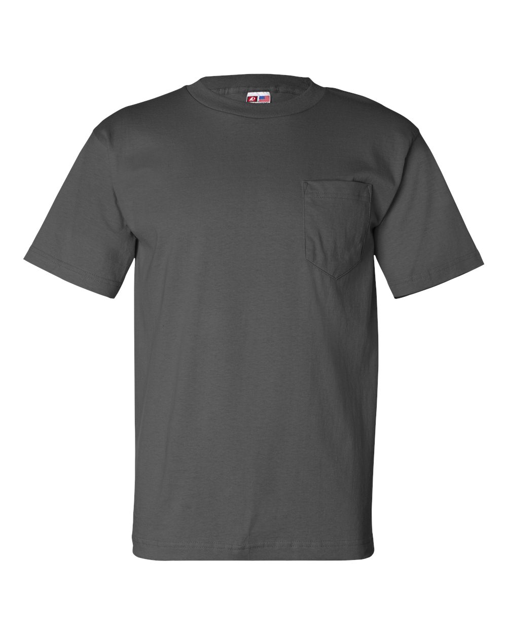 Unisex USA-Made Pocket T-Shirt - Front - B04279093 - Charcoal
