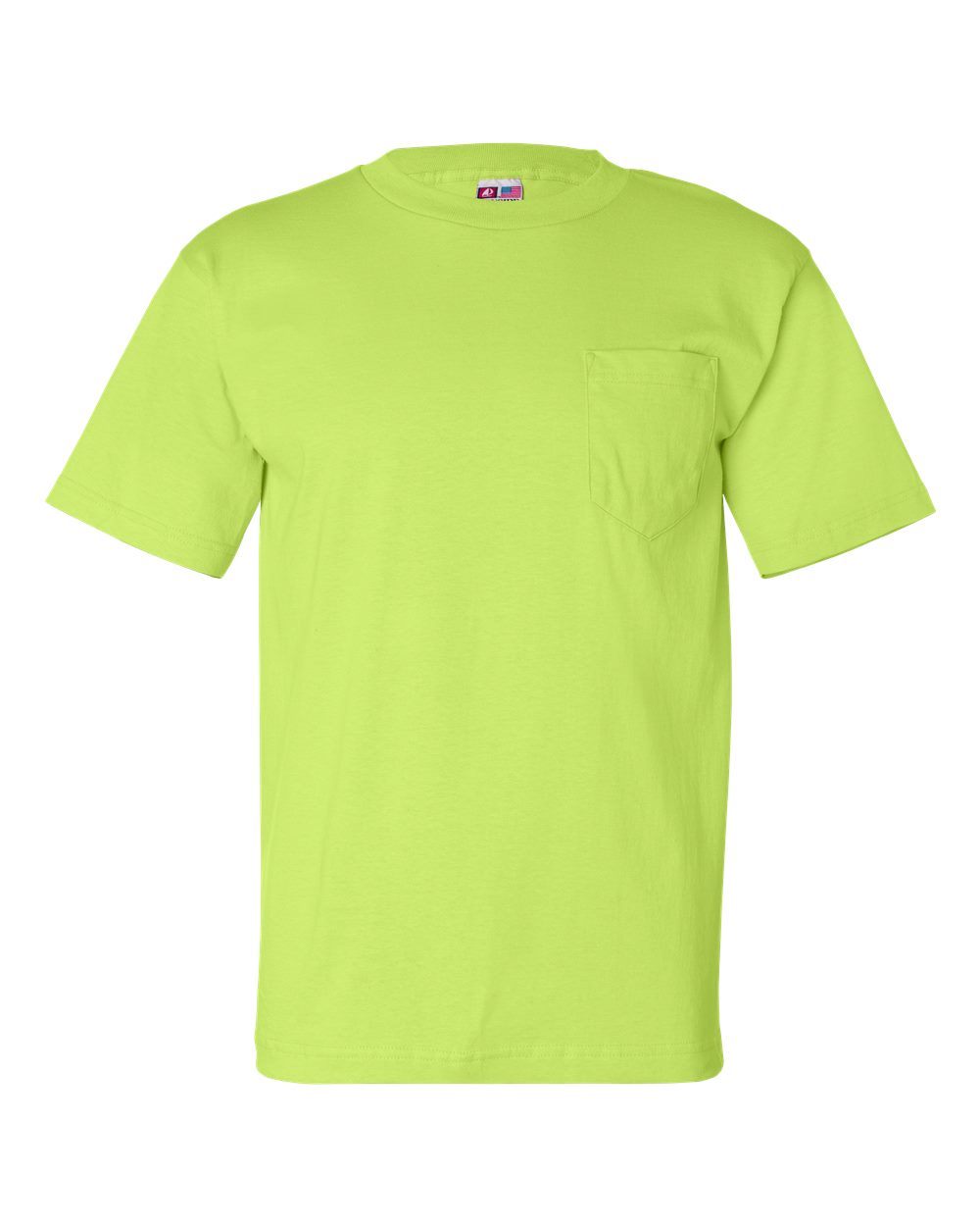 Unisex USA-Made Pocket T-Shirt - Front - B04279173 - Lime Green