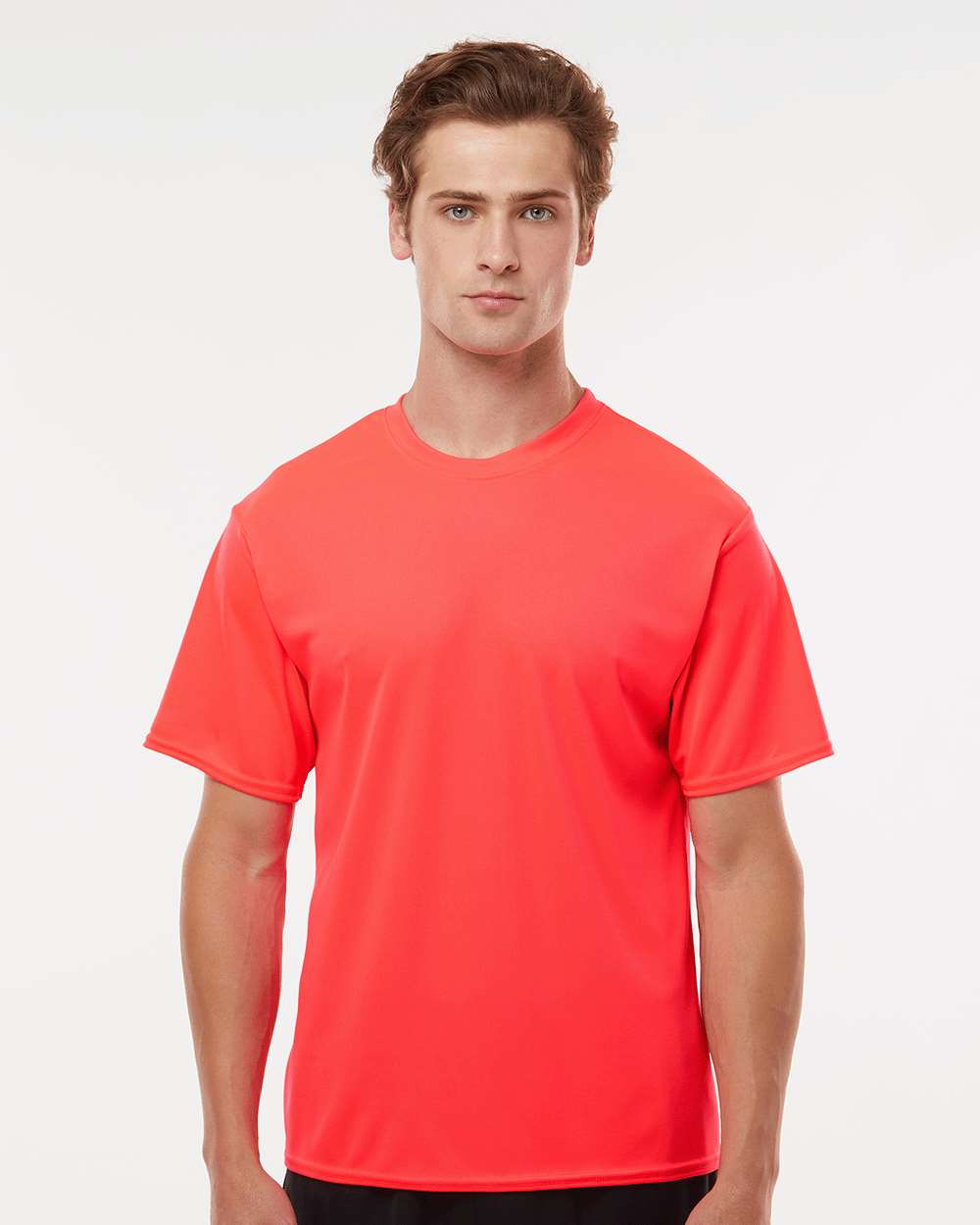 Unisex Performance T-Shirt - OnModelFront - B09285272 - Hot Coral