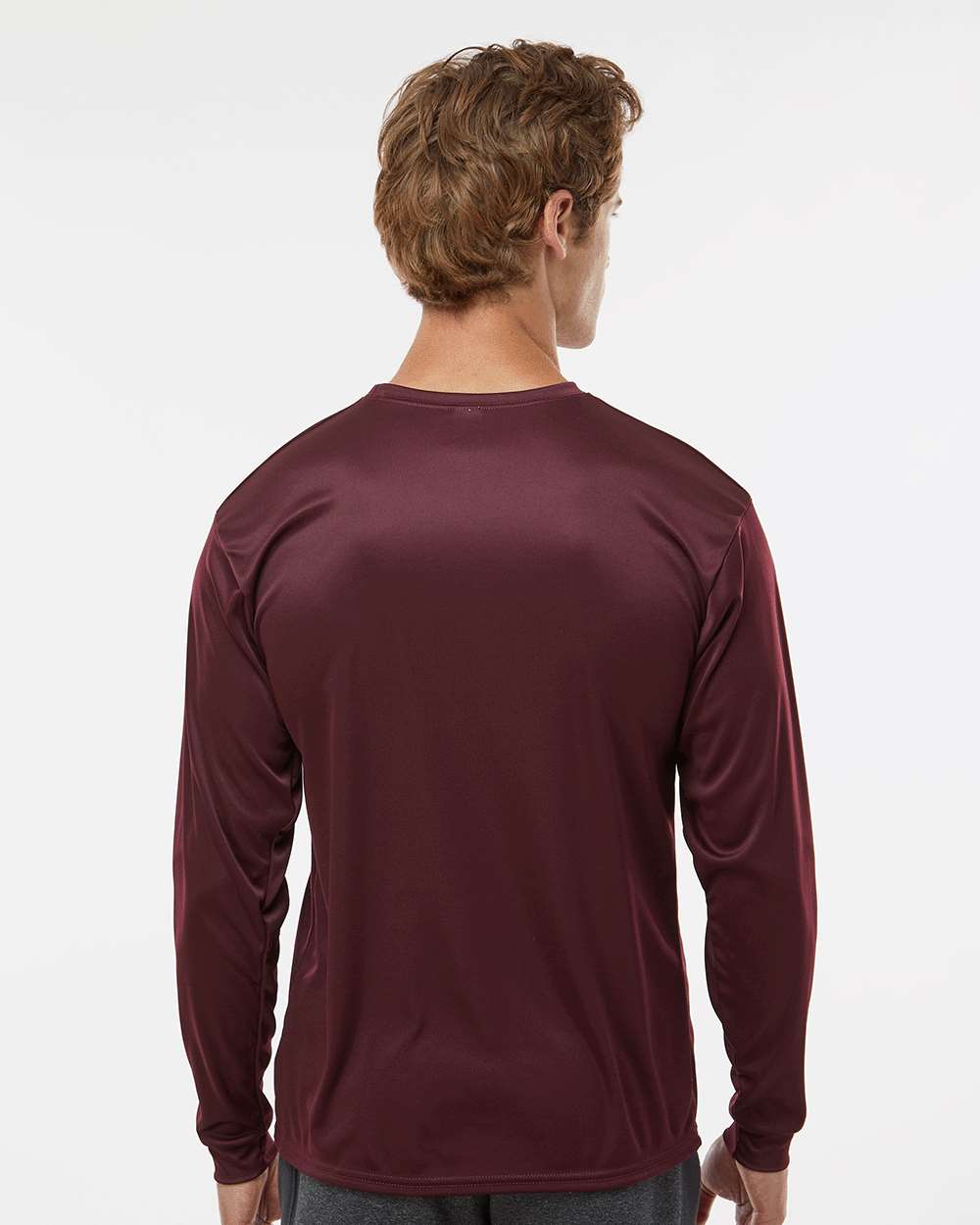 Unisex Performance Long Sleeve T-Shirt - OnModelBack - B85585533 - Maroon