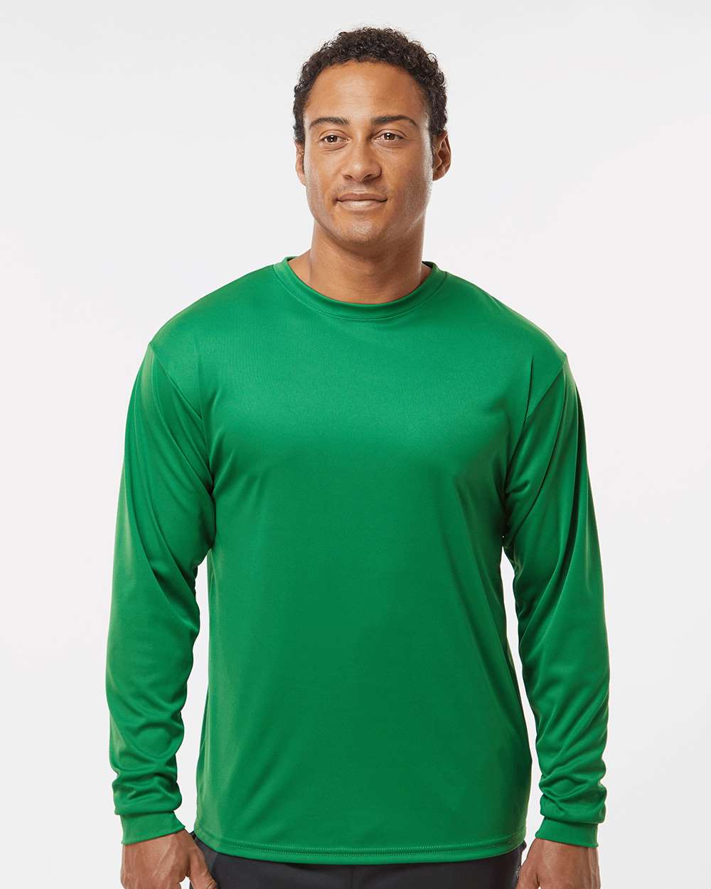 Unisex Performance Long Sleeve T-Shirt - OnModelFront - B85585603 - Kelly