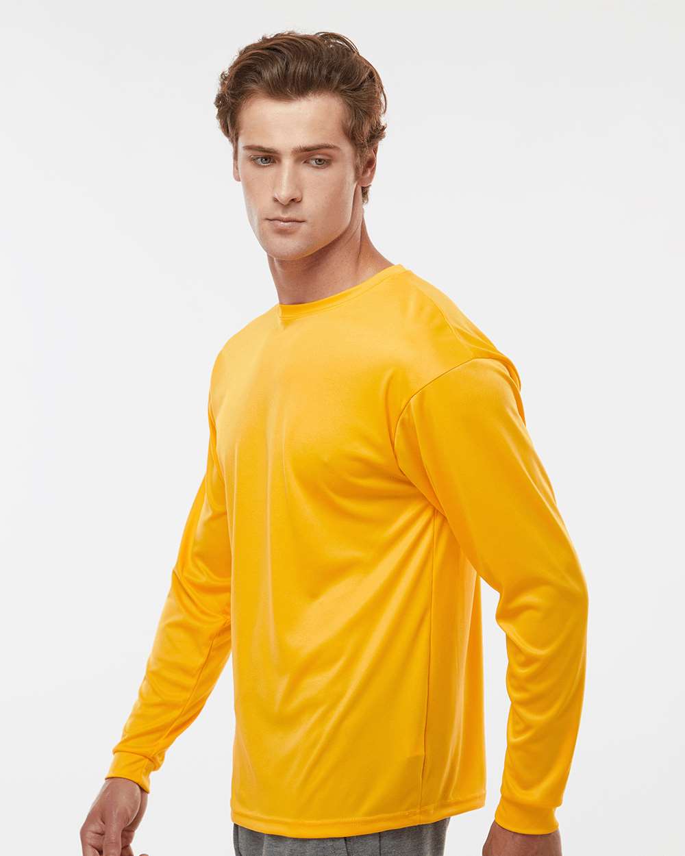 Unisex Performance Long Sleeve T-Shirt - OnModelSide - B85585123 - Gold