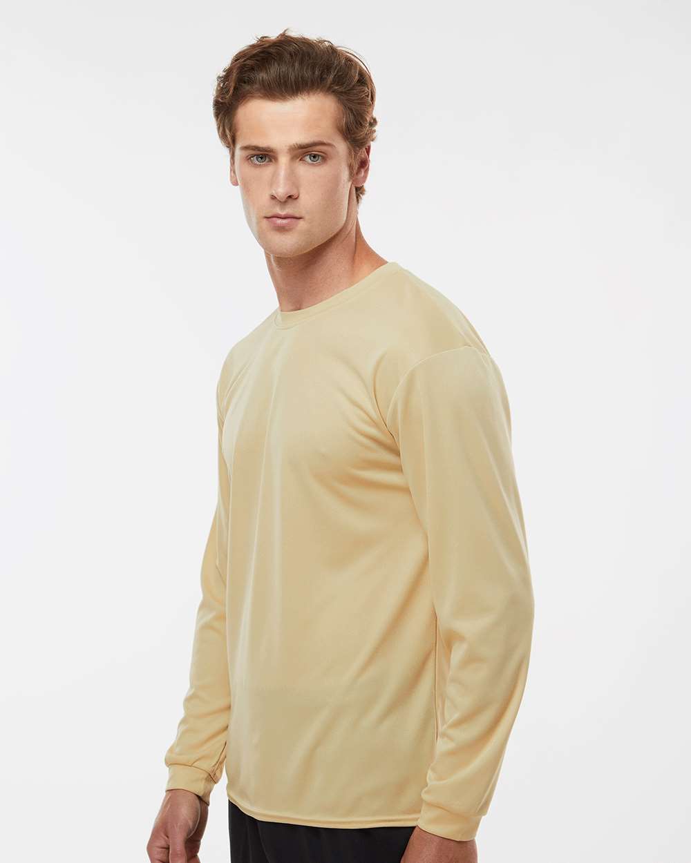 Unisex Performance Long Sleeve T-Shirt - OnModelSide - B85585283 - Vegas Gold
