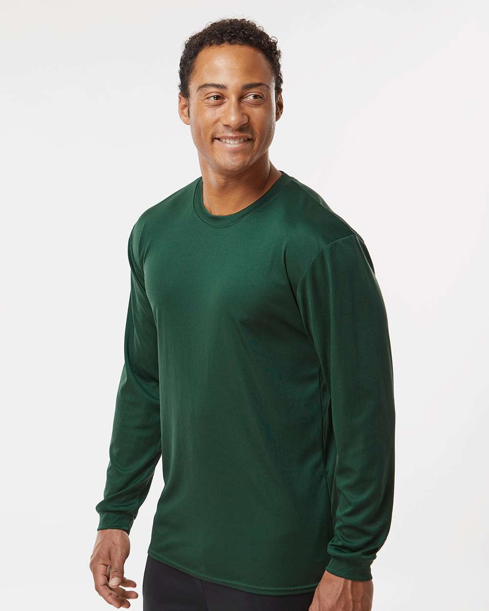 Unisex Performance Long Sleeve T-Shirt - OnModelSide - B85585543 - Forest