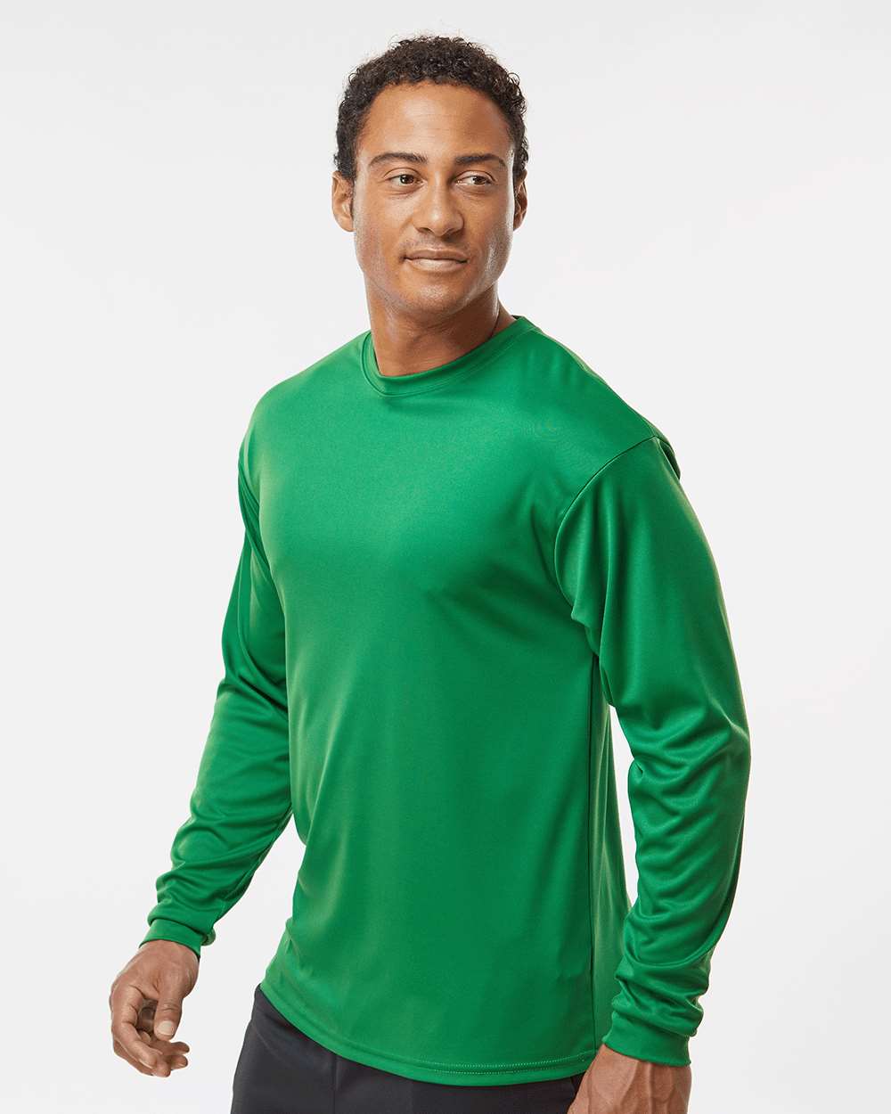Unisex Performance Long Sleeve T-Shirt - OnModelSide - B85585603 - Kelly