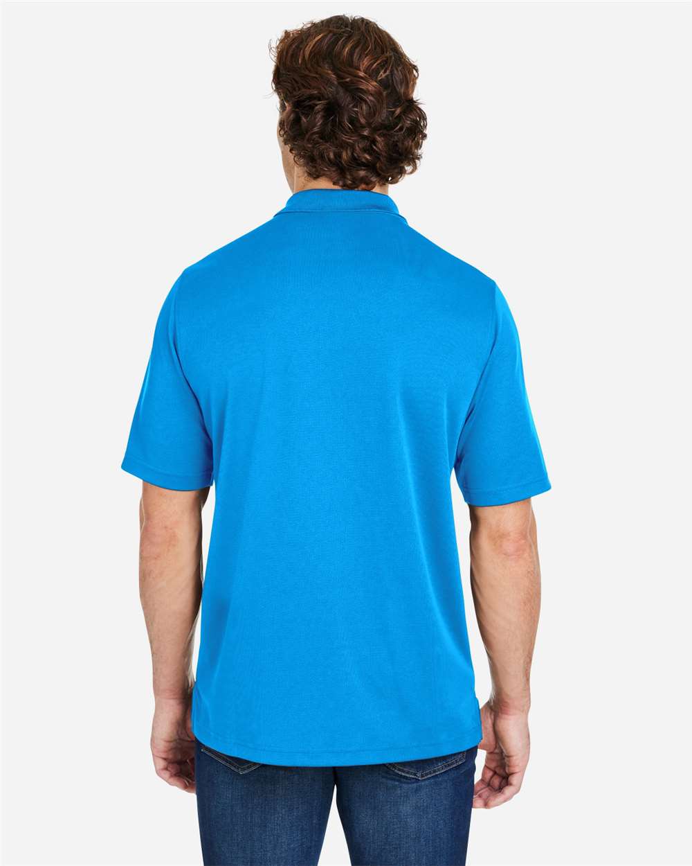 Men's Market Snag Protect Mesh Polo - OnModelBack - B259A7763 - Electric Blue
