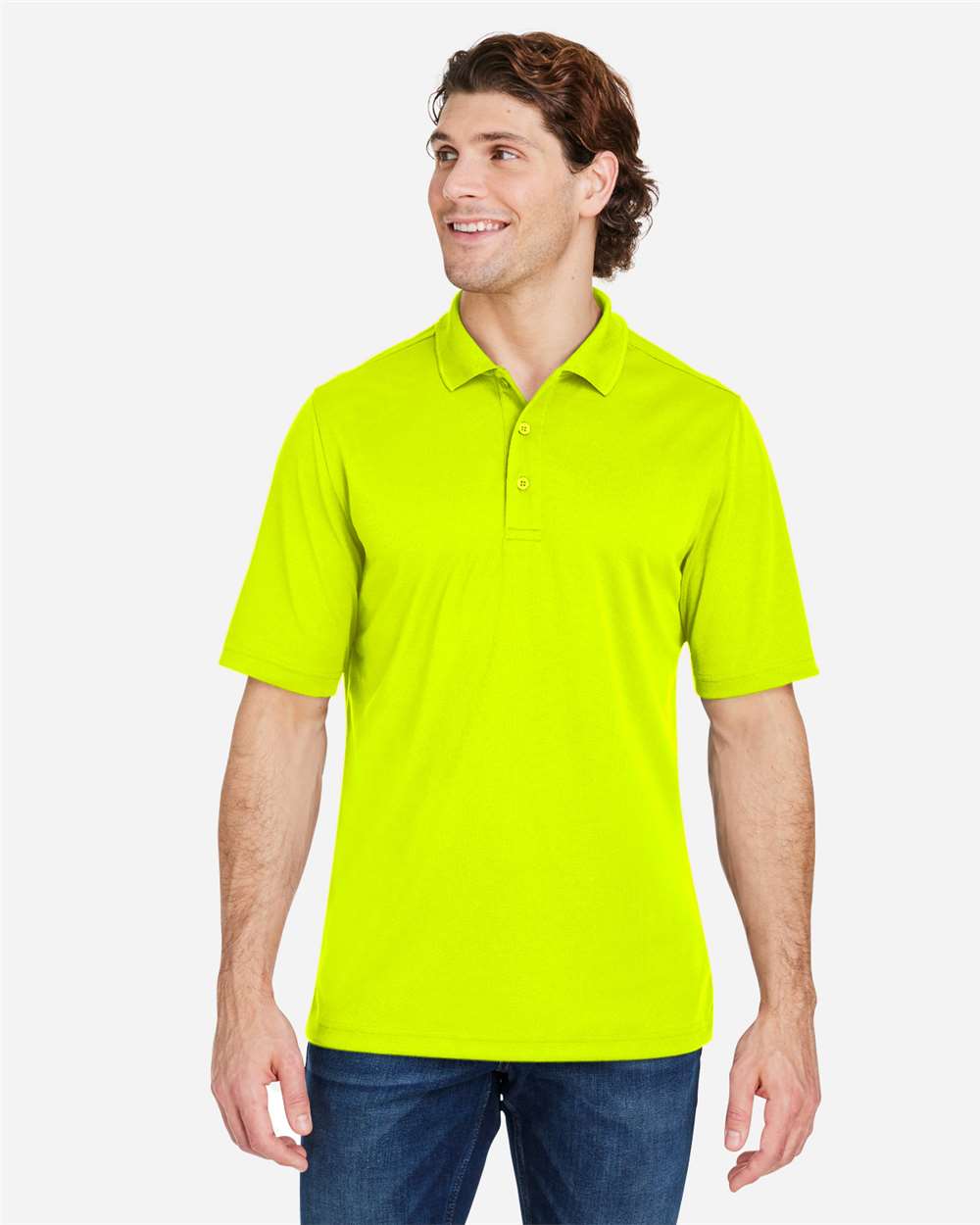 Men's Market Snag Protect Mesh Polo - OnModelFront - B259A7163 - Safety Yellow