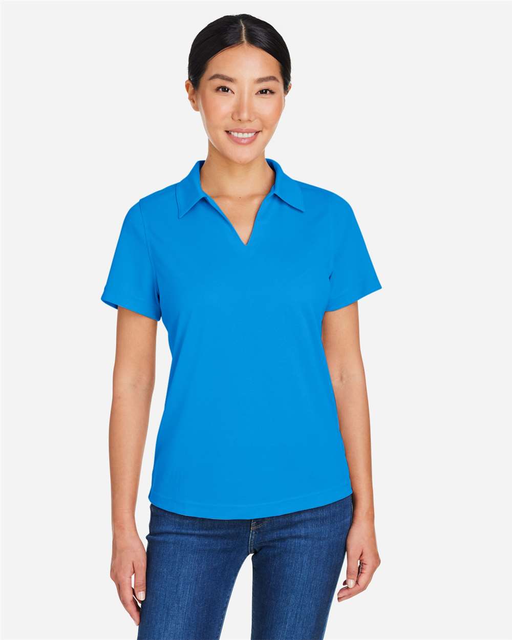Women's Market Snag Protect Mesh Polo - OnModelFront - B260A7762 - Electric Blue