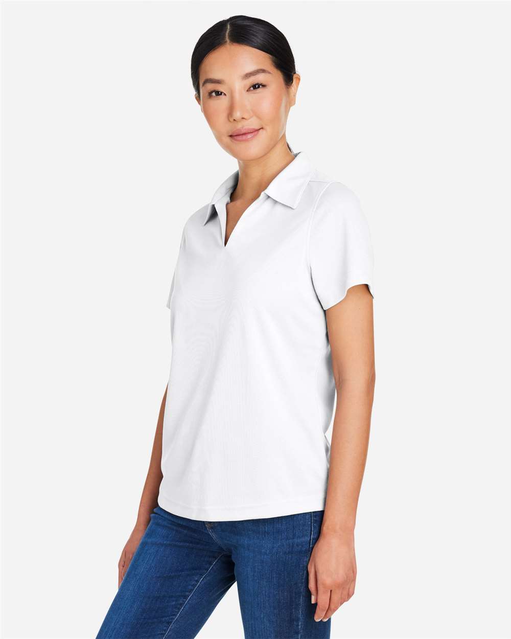 Women's Market Snag Protect Mesh Polo - OnModelSide - B260A7002 - White