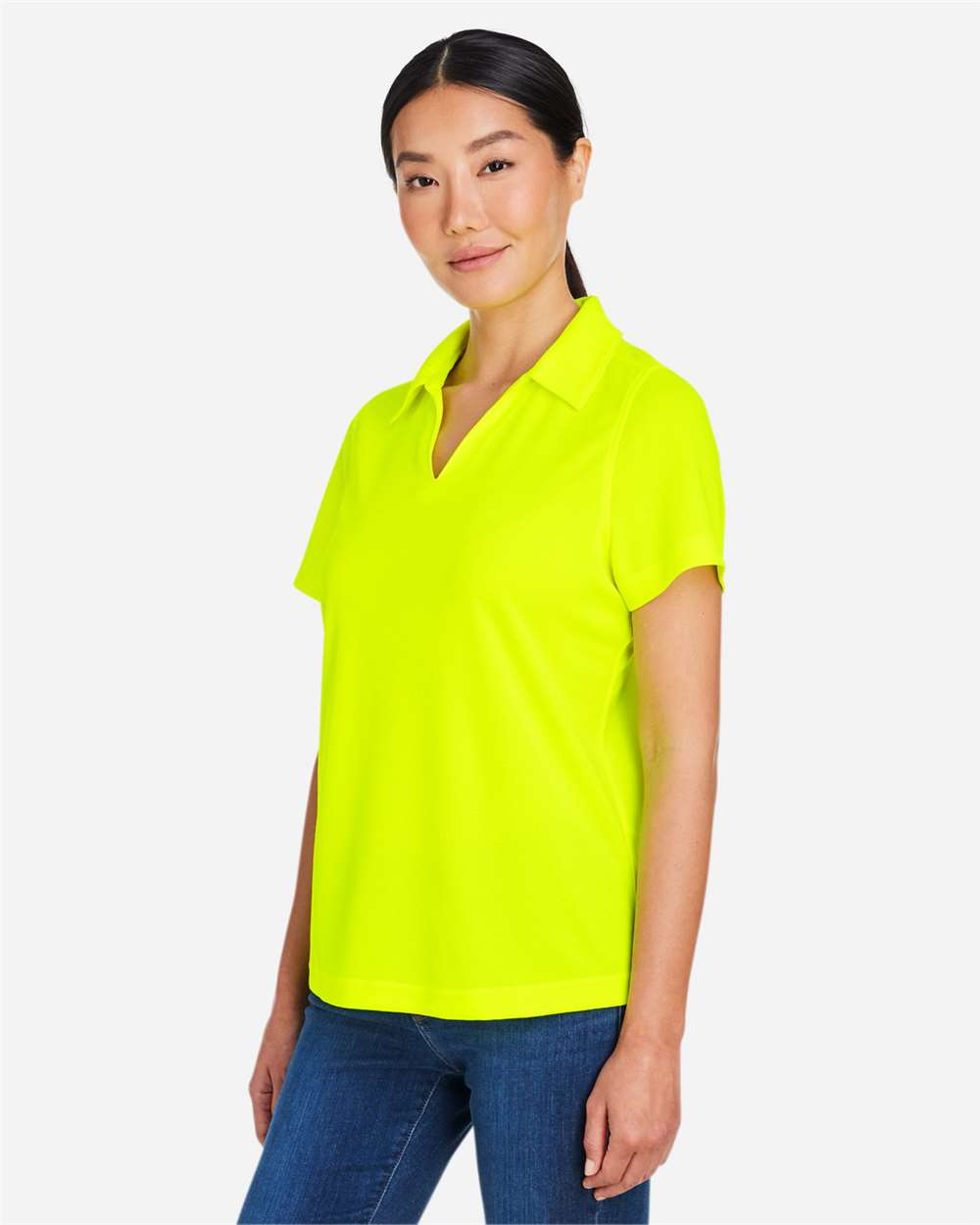 Women's Market Snag Protect Mesh Polo - OnModelSide - B260A7162 - Safety Yellow