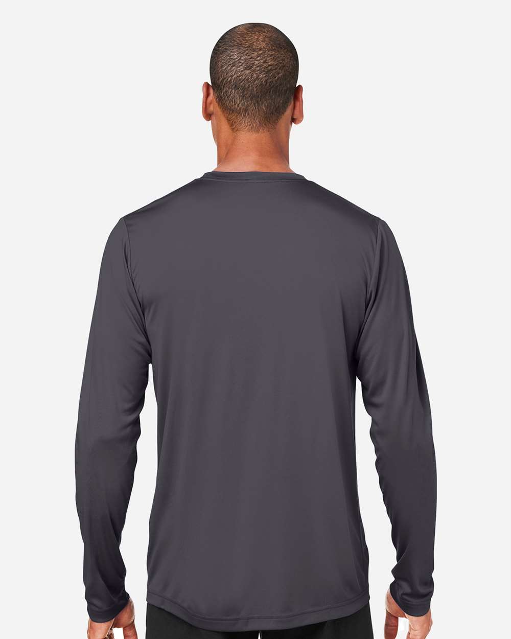 Unisex Capital Long Sleeve Performance T-Shirt - OnModelBack - B267A7582 - Carbon