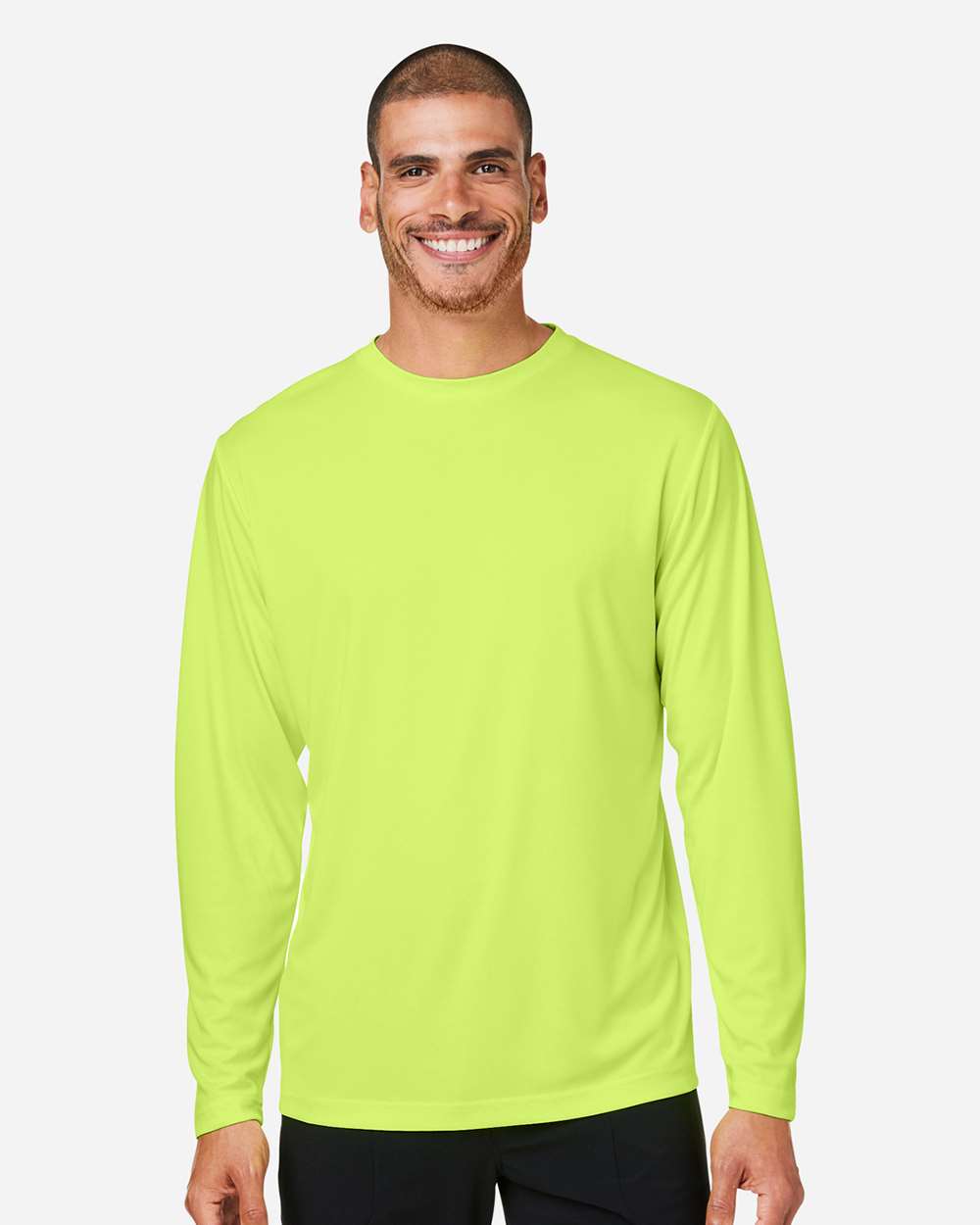 Unisex Capital Long Sleeve Performance T-Shirt - OnModelFront - B267A7162 - Safety Yellow