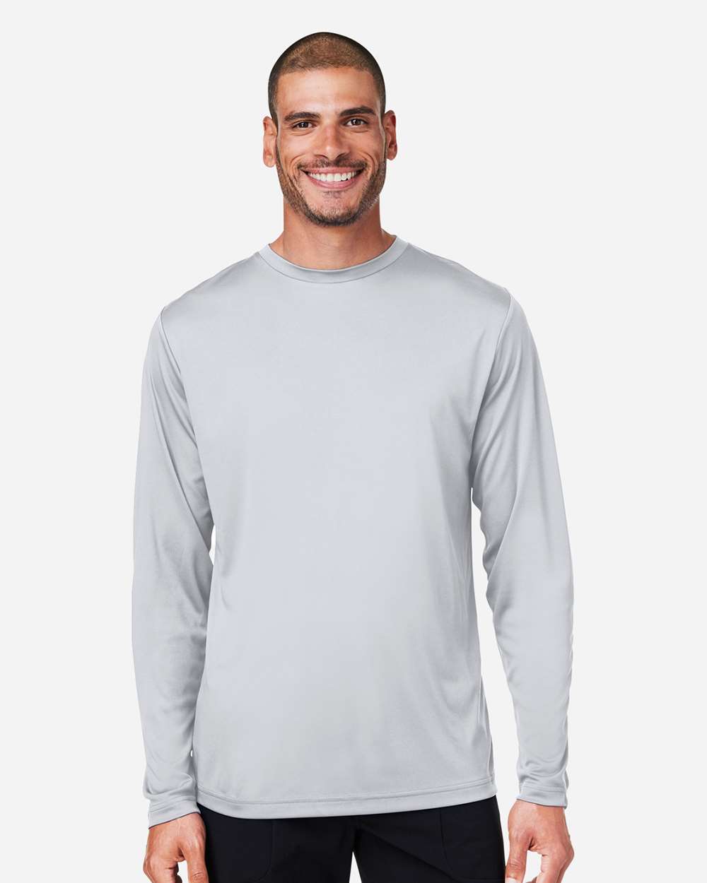 Unisex Capital Long Sleeve Performance T-Shirt - OnModelFront - B267A7352 - Platinum