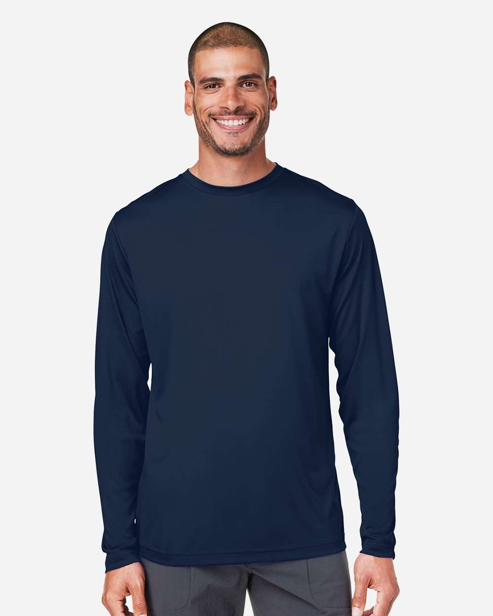 Unisex Capital Long Sleeve Performance T-Shirt - OnModelFront - B267A7652 - Classic Navy