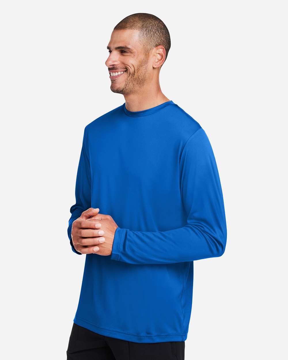 Unisex Capital Long Sleeve Performance T-Shirt - OnModelSide - B267A7752 - True Royal