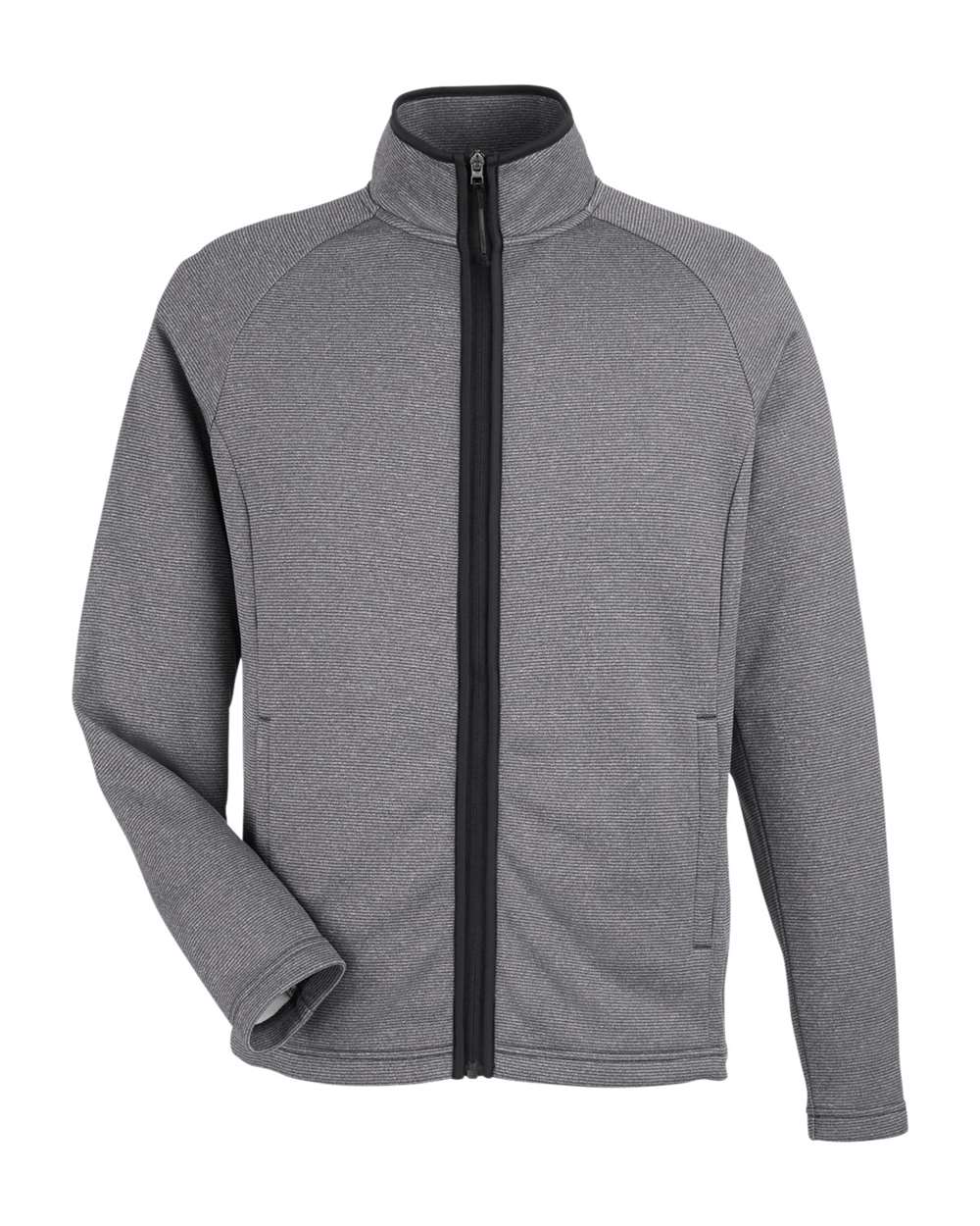 Men's Venture Heathered Stripe Full-Zip - Front - B311A7503 - Black/ White