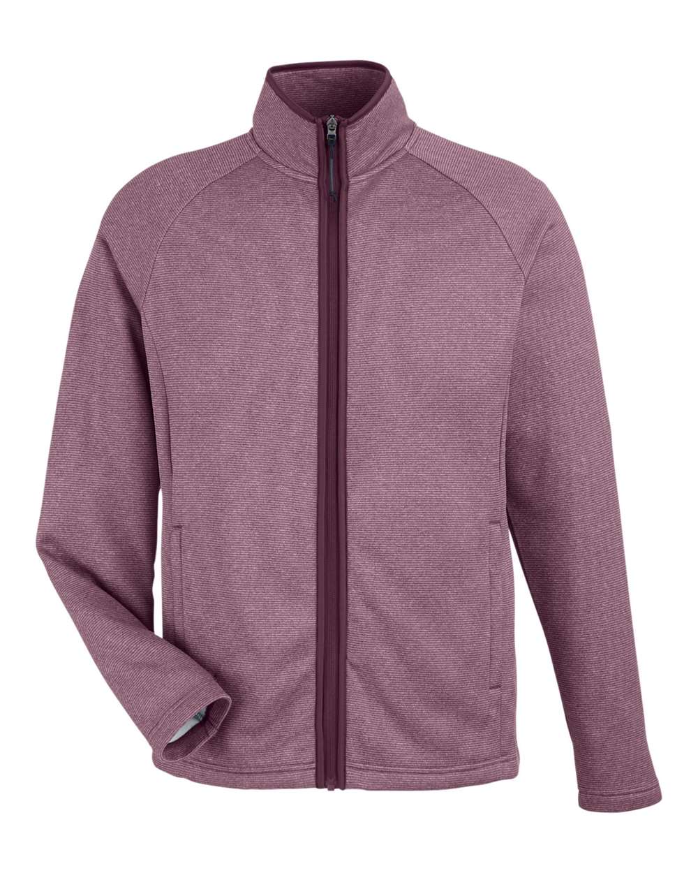 Men's Venture Heathered Stripe Full-Zip - Front - B311A7543 - Burgundy/ White
