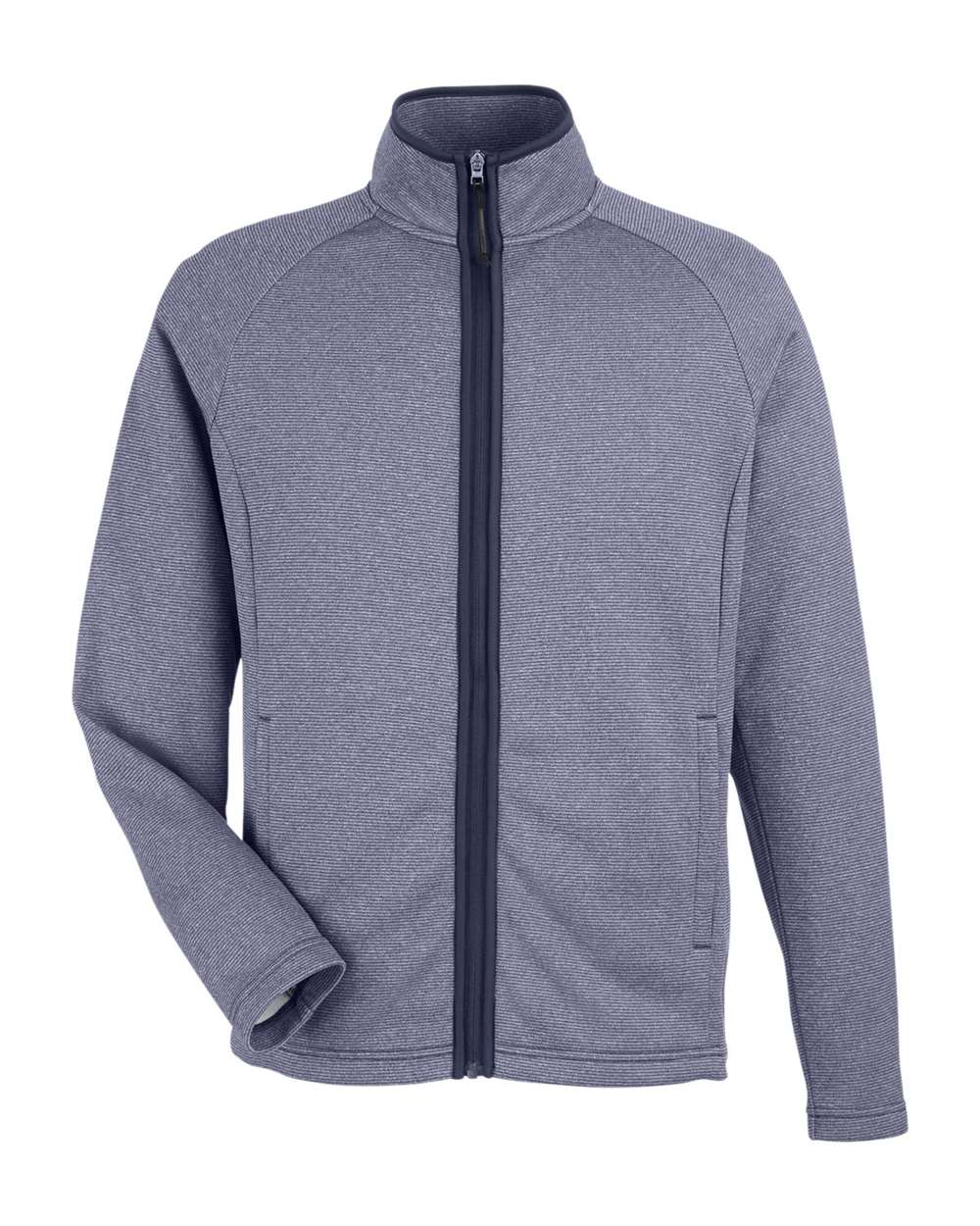 Men's Venture Heathered Stripe Full-Zip - Front - B311A7653 - Classic Navy/ White