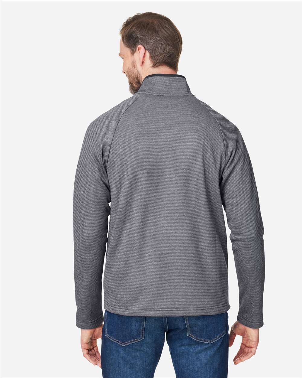 Men's Venture Heathered Stripe Full-Zip - OnModelBack - B311A7503 - Black/ White