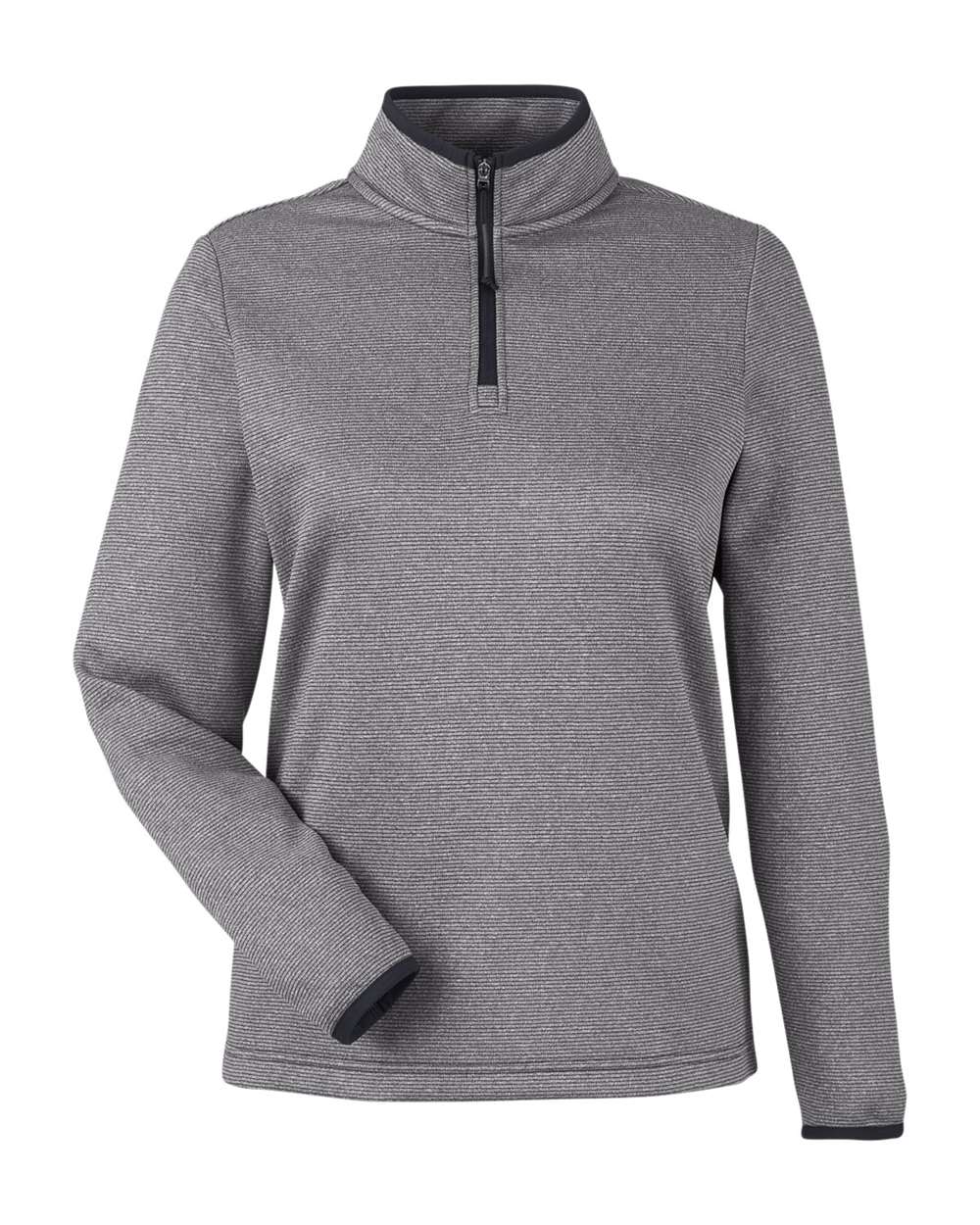 Women's Venture Heathered Stripe Quarter-Zip Pullover - Front - B318A7502 - Black/ White