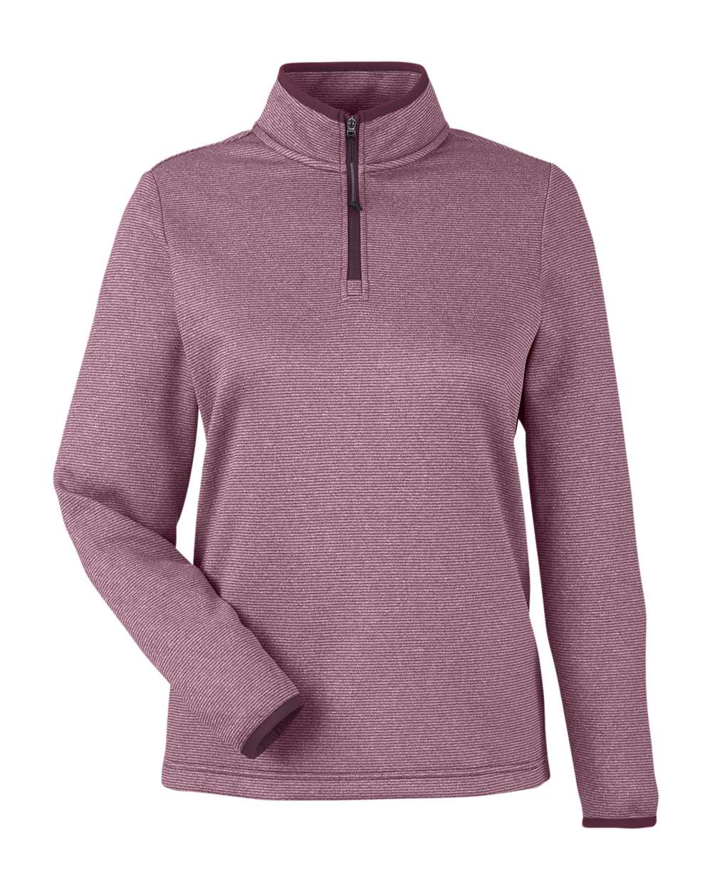 Women's Venture Heathered Stripe Quarter-Zip Pullover - Front - B318A7542 - Burgundy/ White