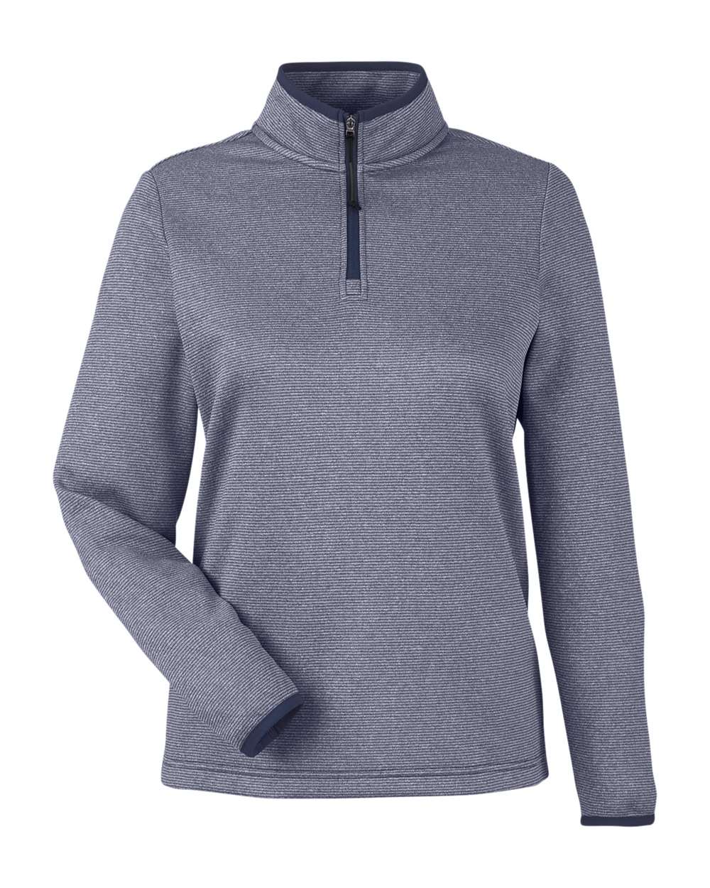 Women's Venture Heathered Stripe Quarter-Zip Pullover - Front - B318A7652 - Classic Navy/ White