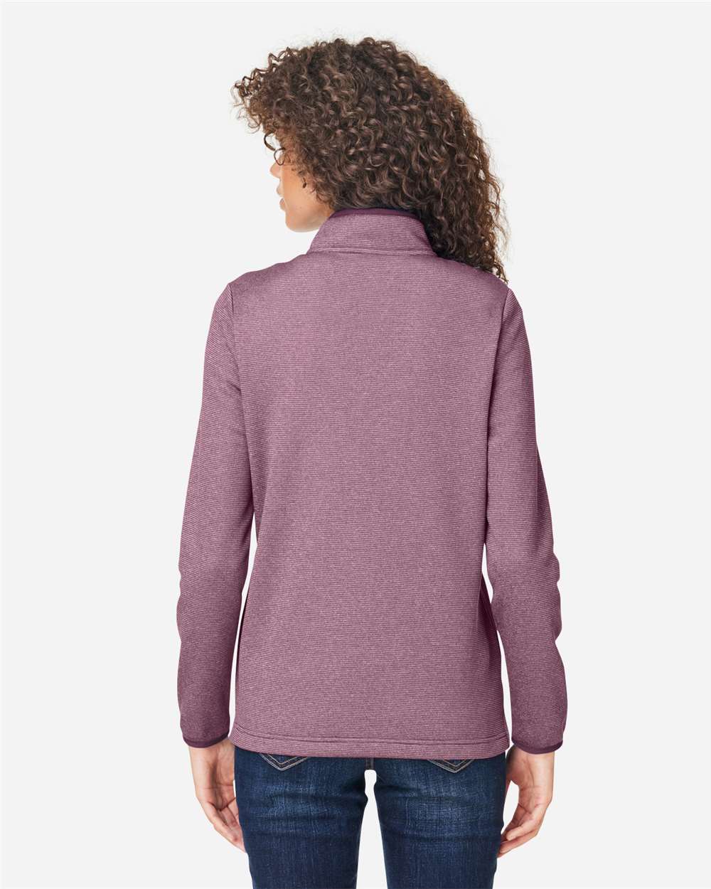 Women's Venture Heathered Stripe Quarter-Zip Pullover - OnModelBack - B318A7542 - Burgundy/ White