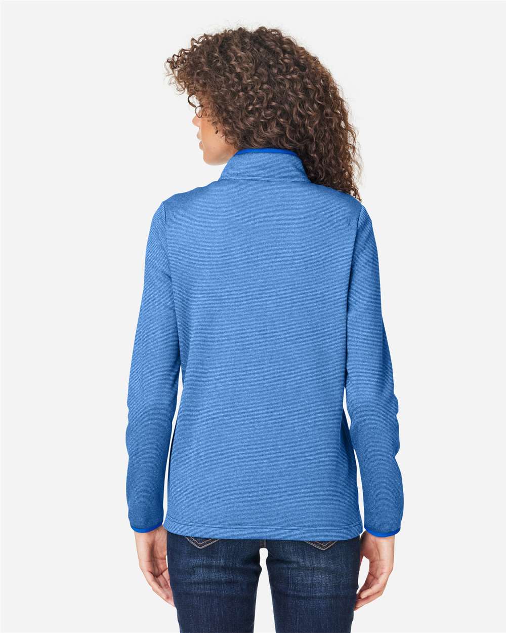 Women's Venture Heathered Stripe Quarter-Zip Pullover - OnModelBack - B318A7752 - True Royal/ White