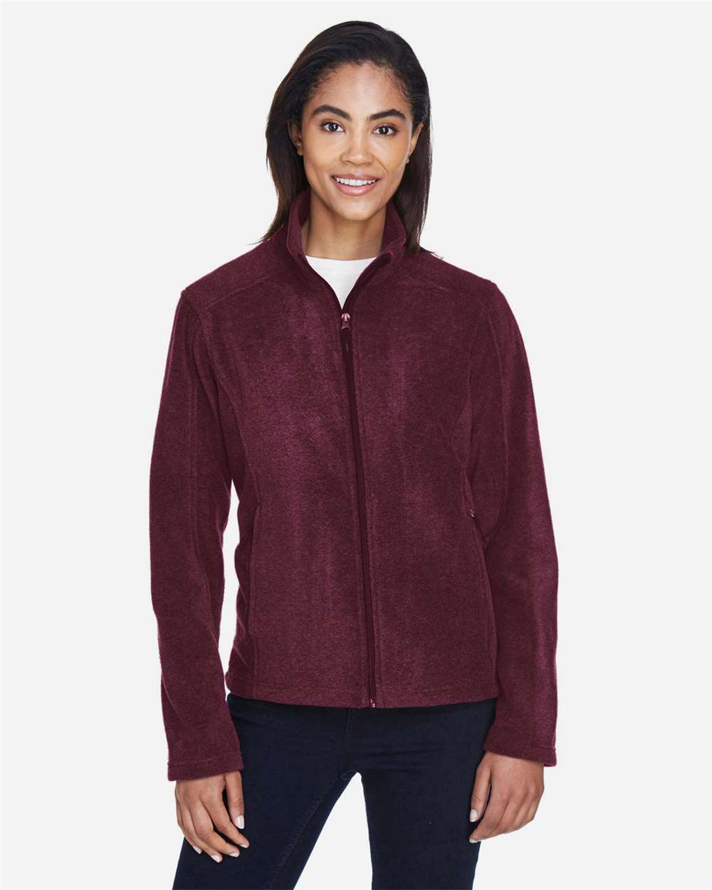Women's Journey Fleece Jacket - OnModelFront - B213A7532 - Burgundy