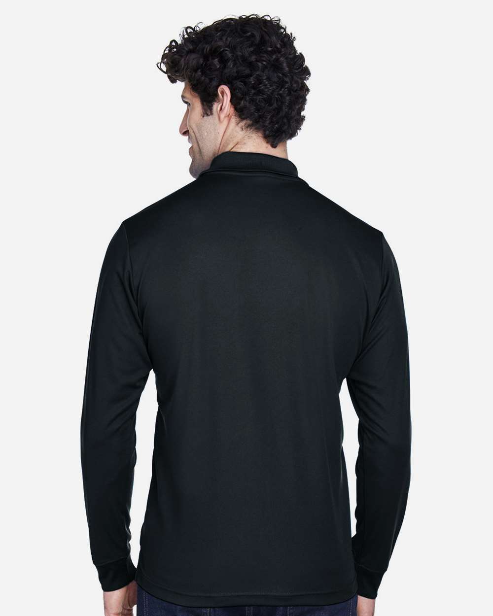 Men's Tall Pinnacle Performance Long Sleeve Piqué Polo - OnModelBack - B239A7505 - Black