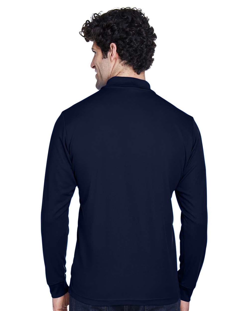 Men's Tall Pinnacle Performance Long Sleeve Piqué Polo - OnModelBack - B239A7655 - Classic Navy