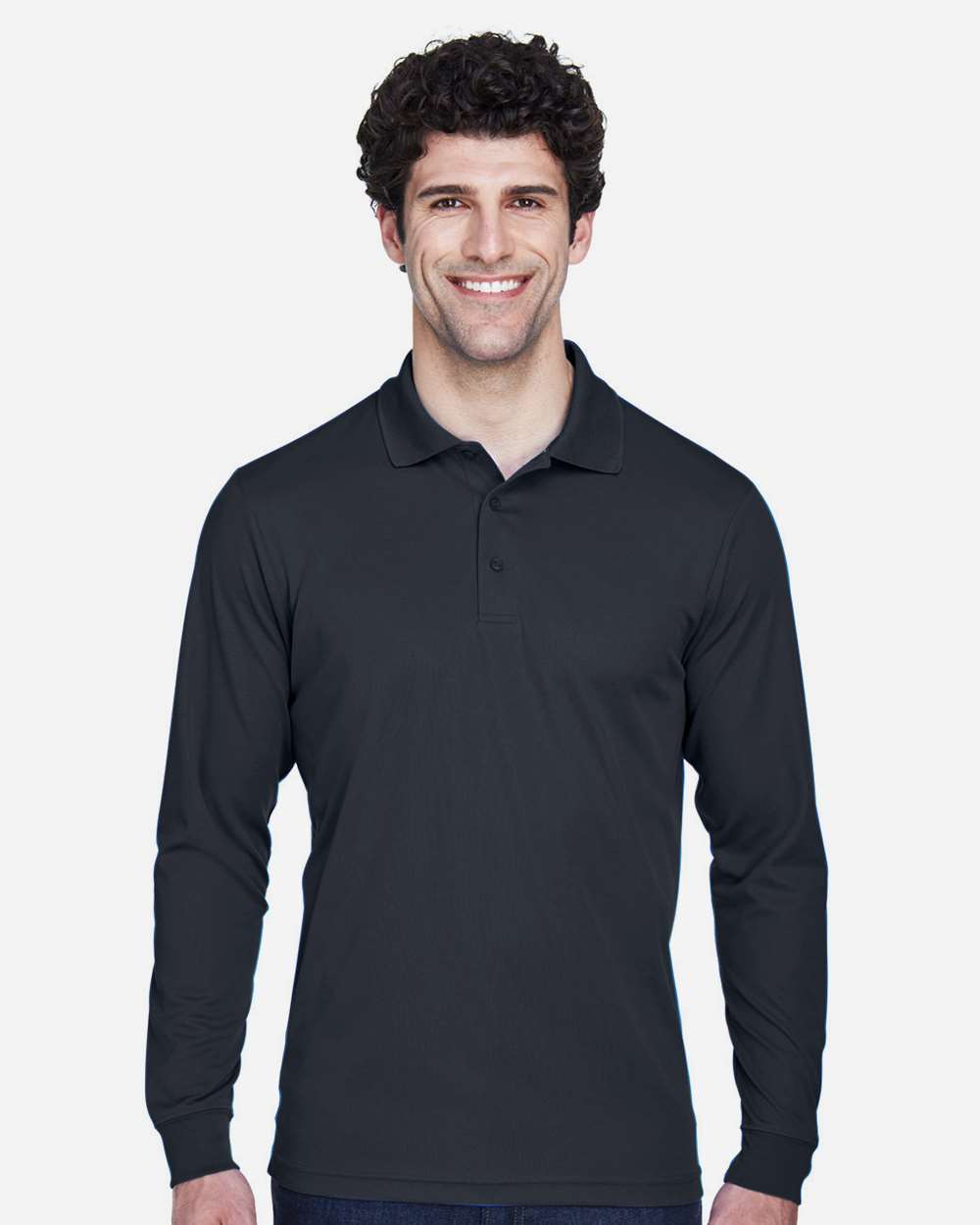 Men's Tall Pinnacle Performance Long Sleeve Piqué Polo - OnModelFront - B239A7585 - Carbon