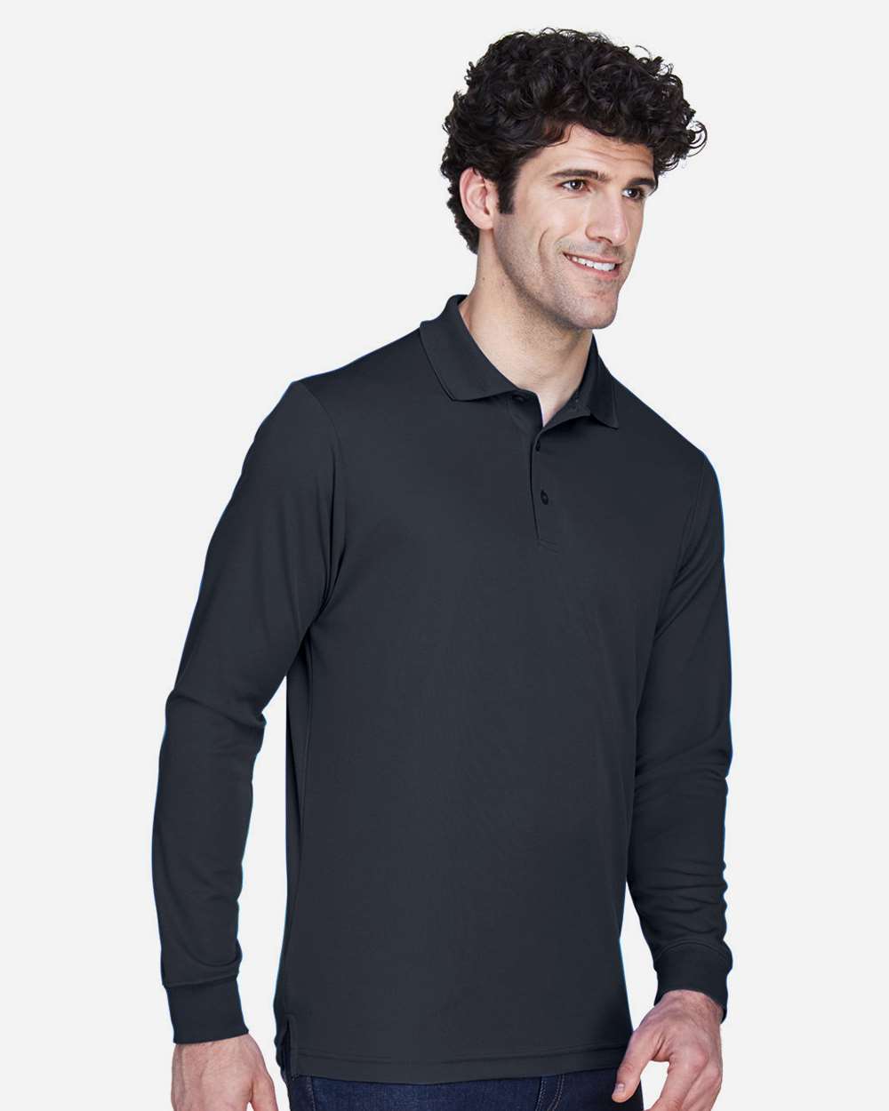 Men's Tall Pinnacle Performance Long Sleeve Piqué Polo - OnModelSide - B239A7585 - Carbon