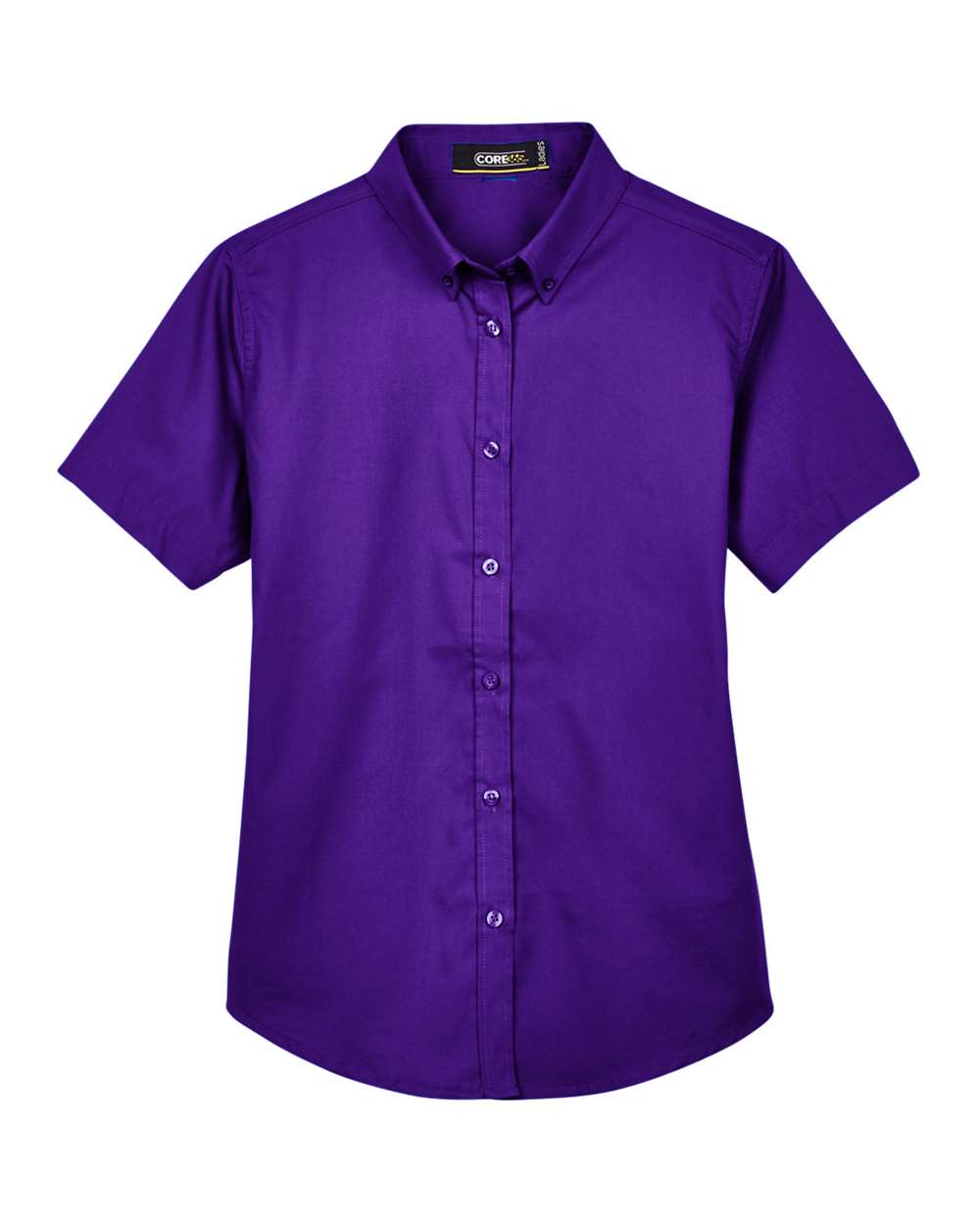 Women's Optimum Short Sleeve Twill Shirt - Front - B217A7672 - Campus Purple