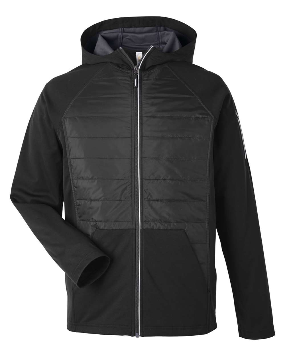 Unisex Techno Lite Hybrid Hooded Jacket - Front - B323A7502 - Black