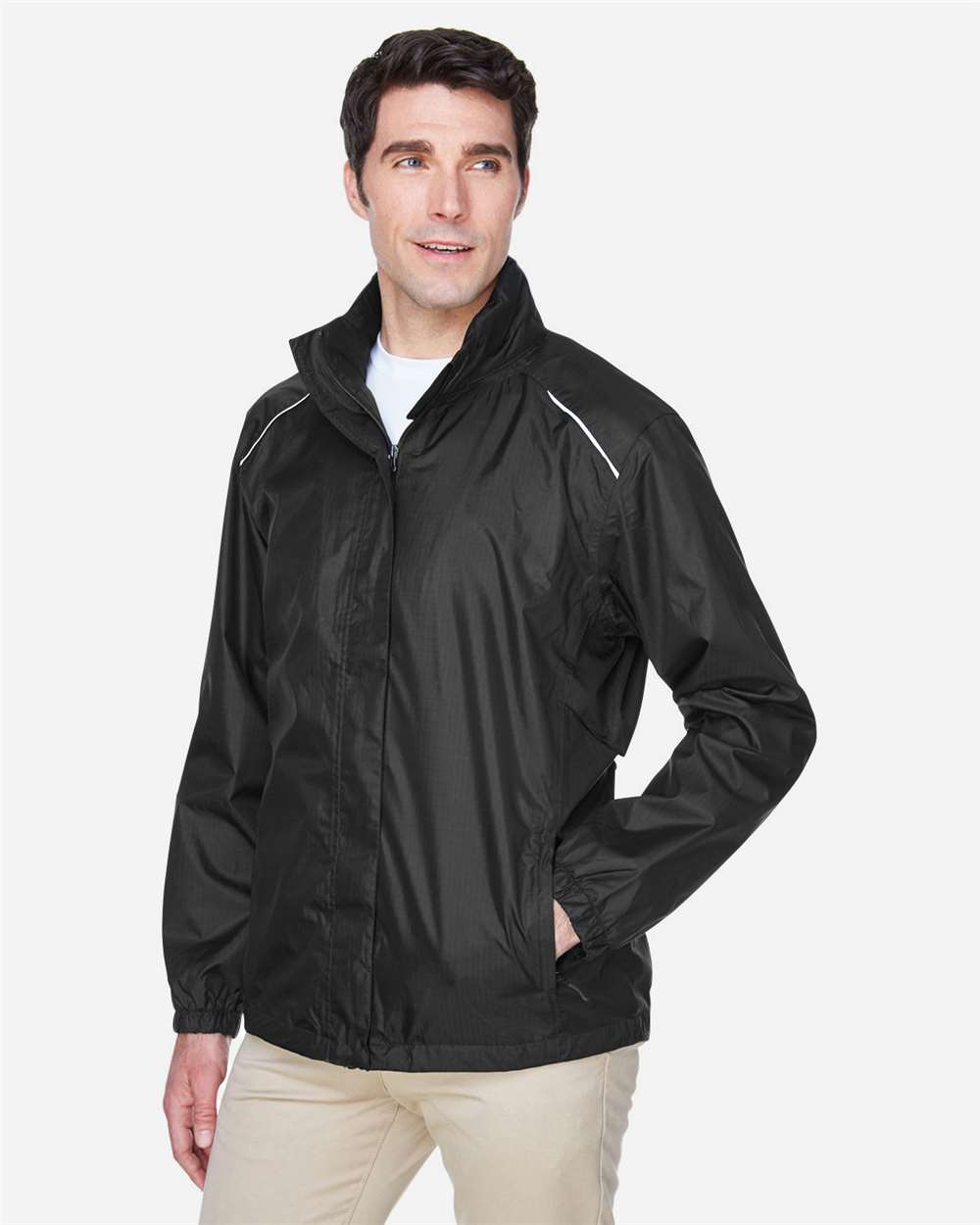 Men's Climate Seam Sealed Lightweight Variegated Ripstop Jacket - OnModelSide - B230A7503 - Black