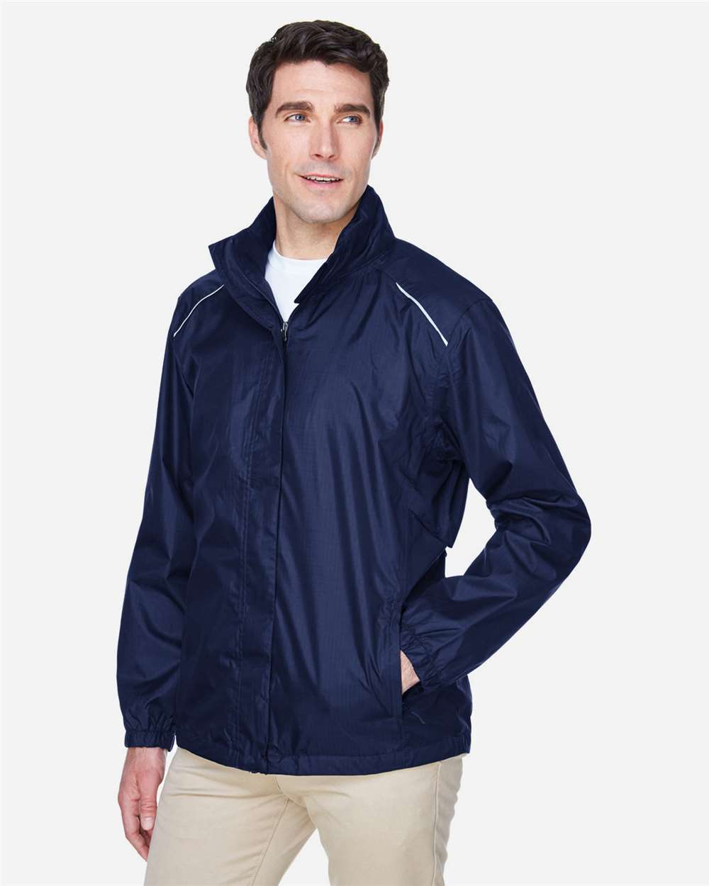 Men's Climate Seam Sealed Lightweight Variegated Ripstop Jacket - OnModelSide - B230A7653 - Classic Navy
