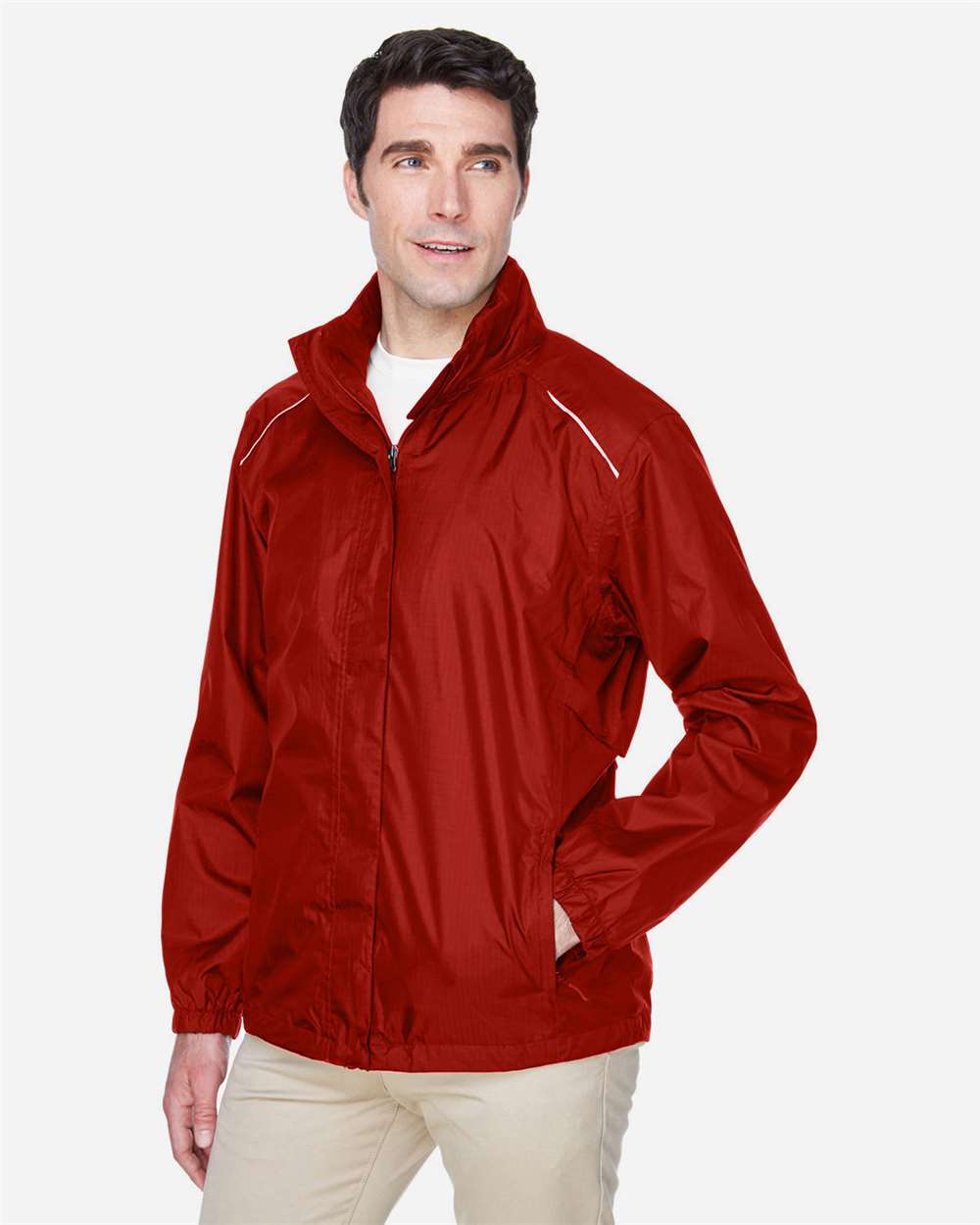 Men's Climate Seam Sealed Lightweight Variegated Ripstop Jacket - OnModelSide - B230A7703 - Classic Red