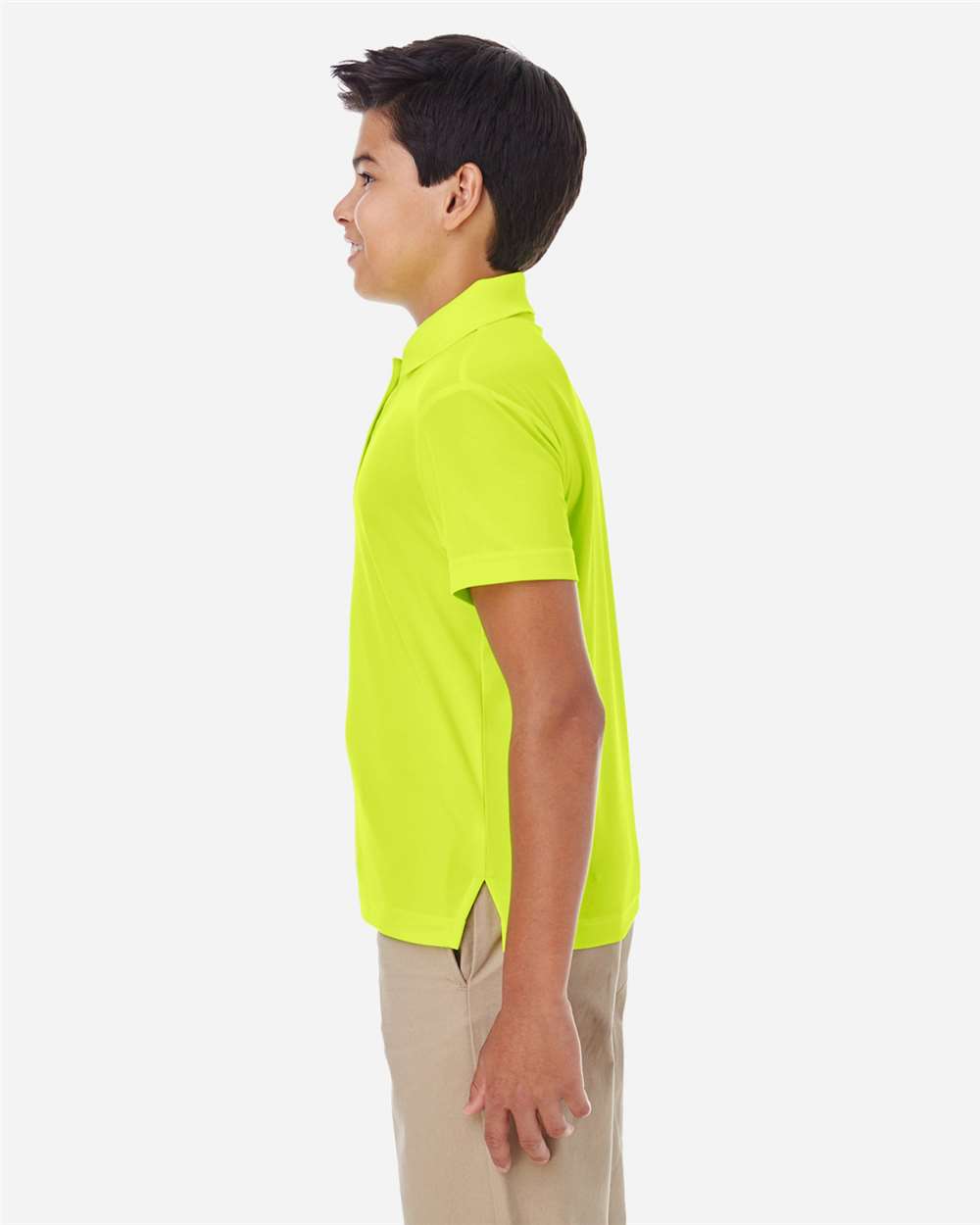 Youth Origin Performance Piqué Polo - OnModelSide - B225A7163 - Safety Yellow