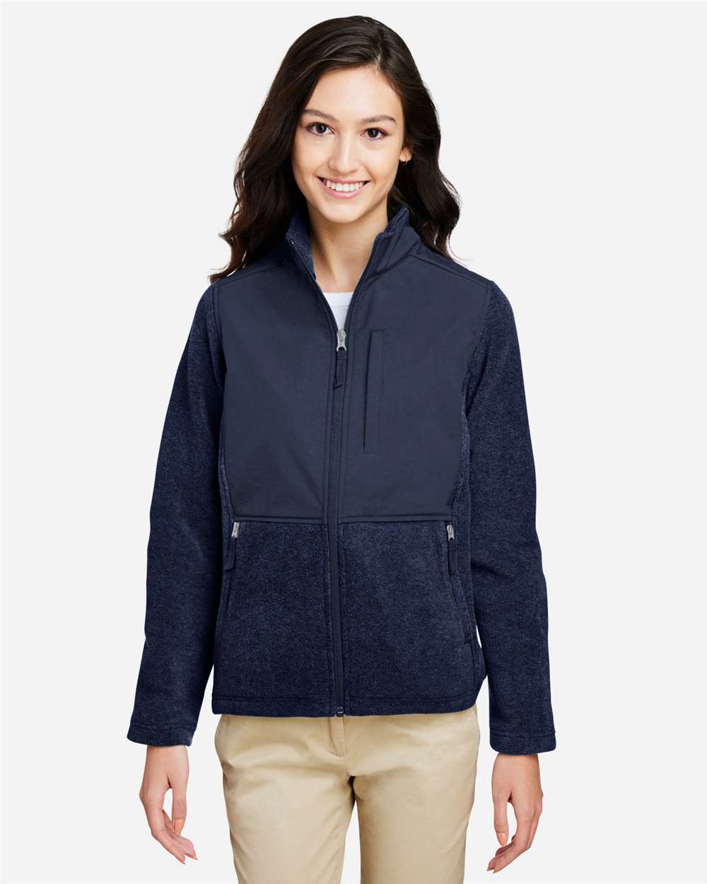 Women's Journey Summit Hybrid Full-Zip - OnModelFront - B325A7652 - Classic Navy/ Classic Navy