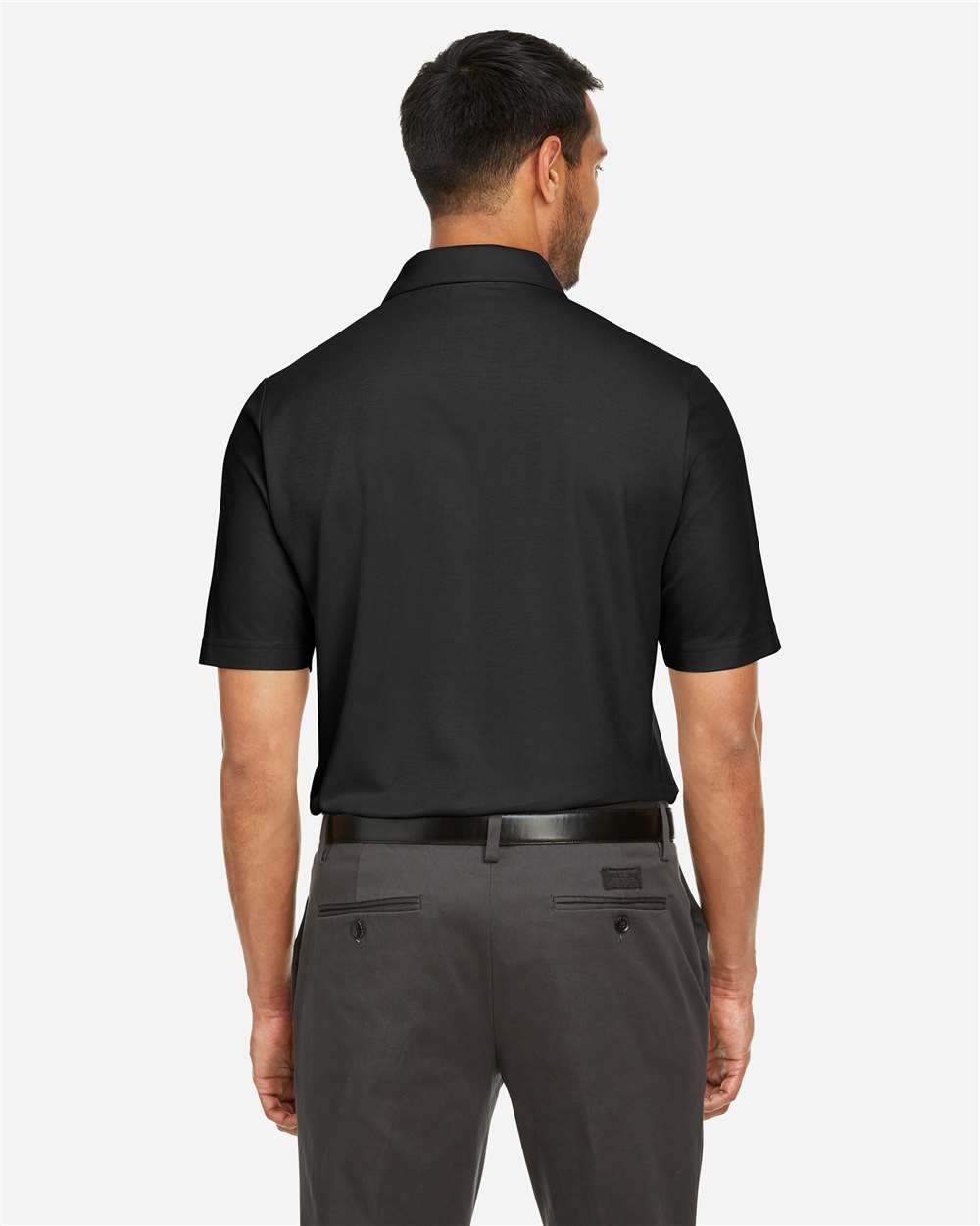 Men's Tall Fusion ChromaSoft™ Pique Polo - OnModelBack - B279A7505 - Black