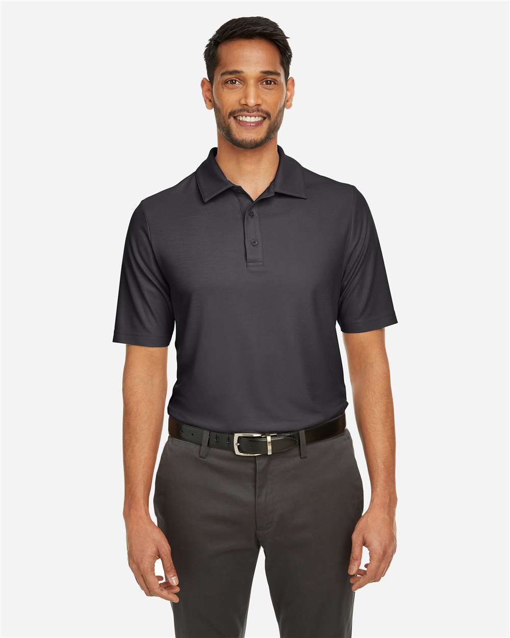 Men's Tall Fusion ChromaSoft™ Pique Polo - OnModelFront - B279A7585 - Carbon